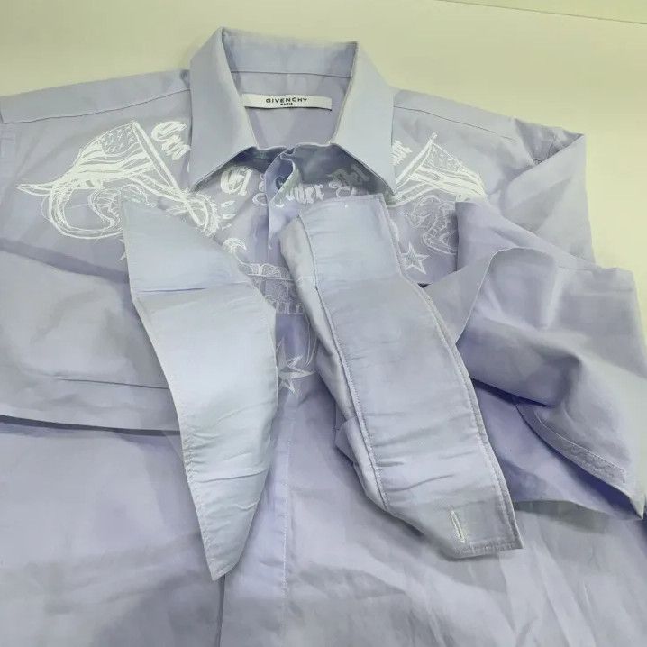 Givenchy GIVENCHY Men's Blue Long-Sleeve Square Collar Shirt Size US XXS / EU 40 - 9 Thumbnail