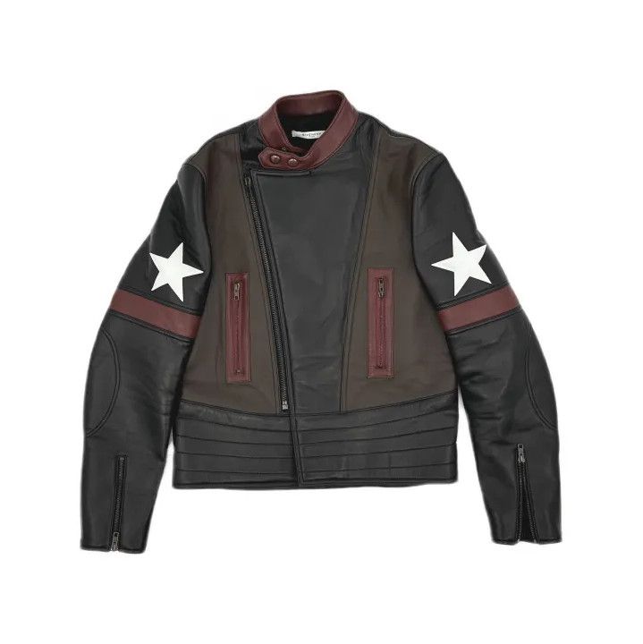 Givenchy Givenchy Men's Color-Block Leather Motorcycle Jacket Size US M / EU 48-50 / 2 - 2 Thumbnail