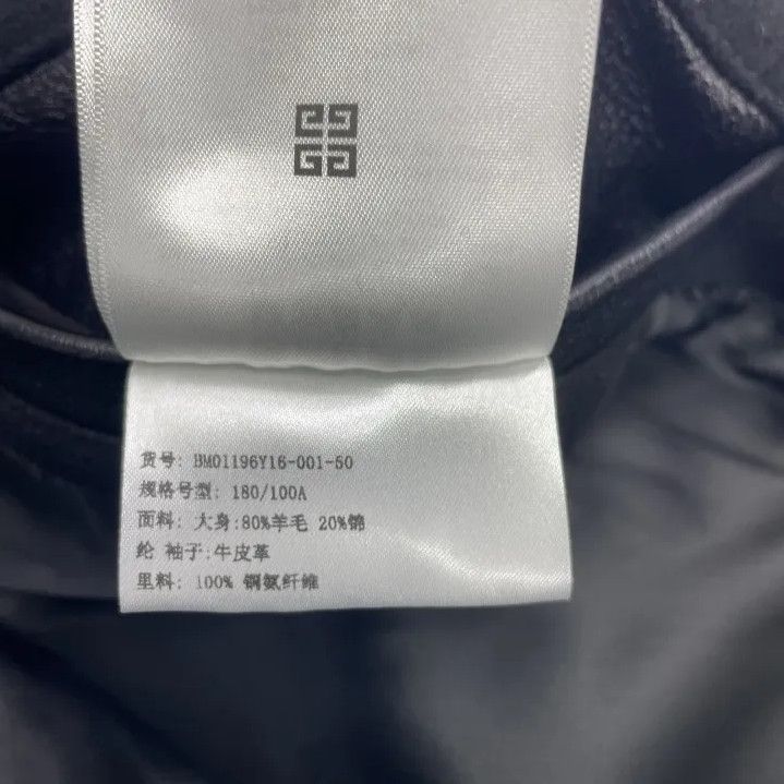Givenchy GIVENCHY Logo Wool Leather Paneled Jacket Size US M / EU 48-50 / 2 - 4 Thumbnail