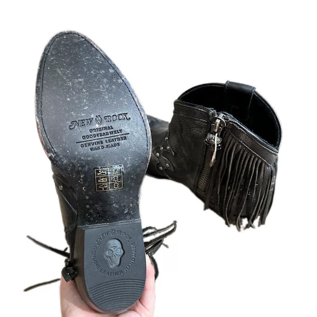 New Rock New Rock Distressed Fringe Western Boots Size US 7 / IT 37 - 4 Thumbnail