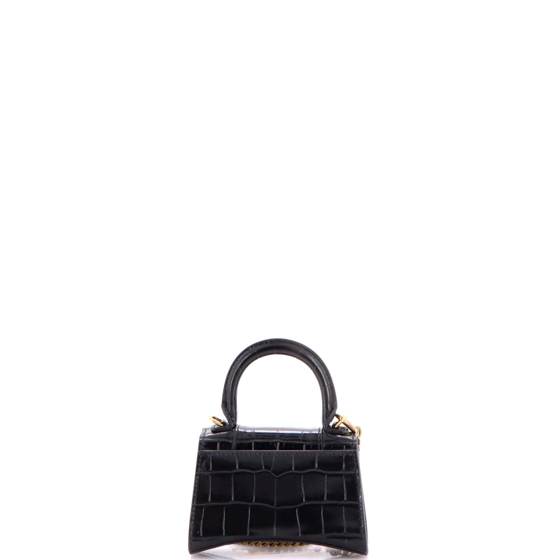 Balenciaga Hourglass Chain Top Handle Bag Crocodile Embossed Leather Mini Size ONE SIZE - 2 Thumbnail