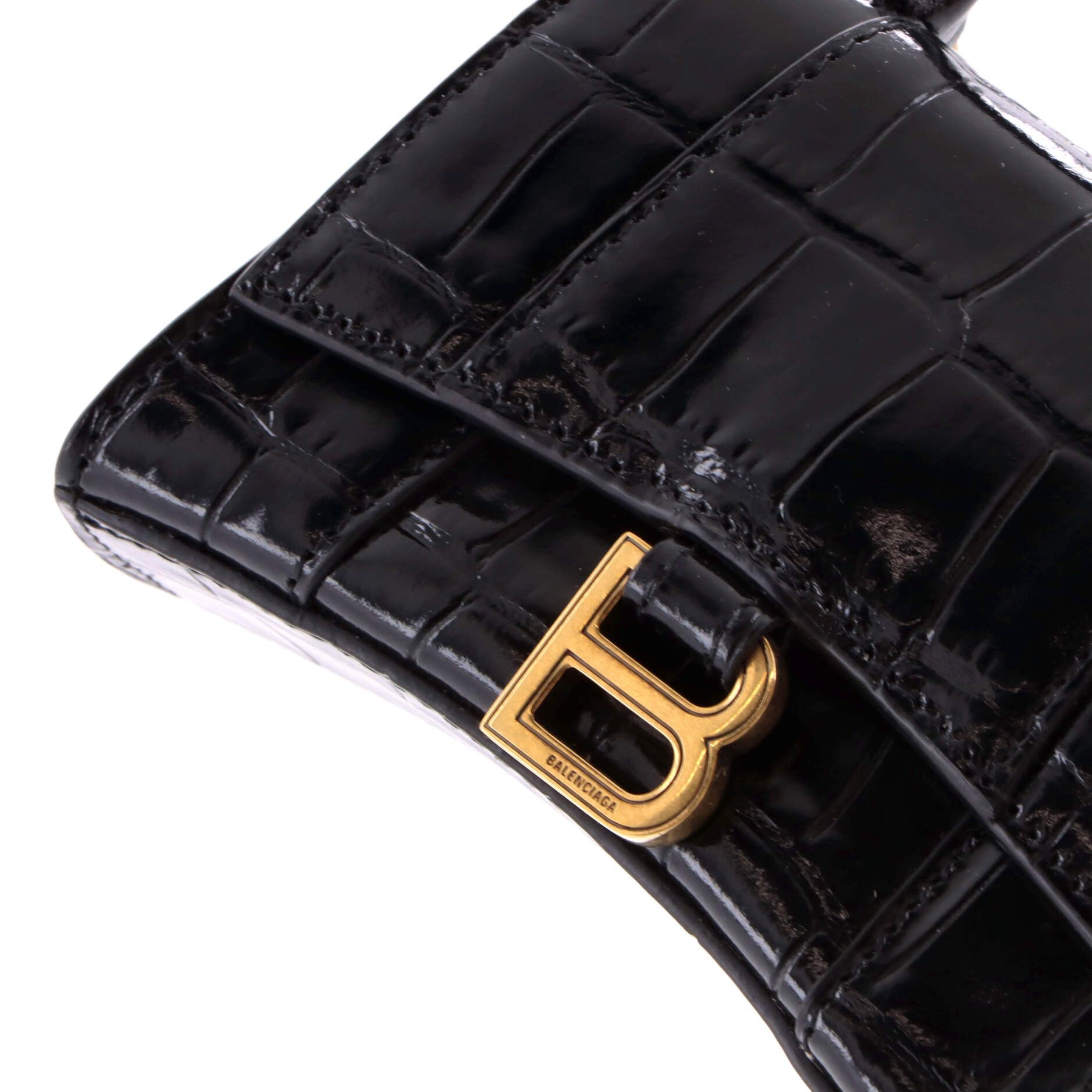 Balenciaga Hourglass Chain Top Handle Bag Crocodile Embossed Leather Mini Size ONE SIZE - 6 Thumbnail