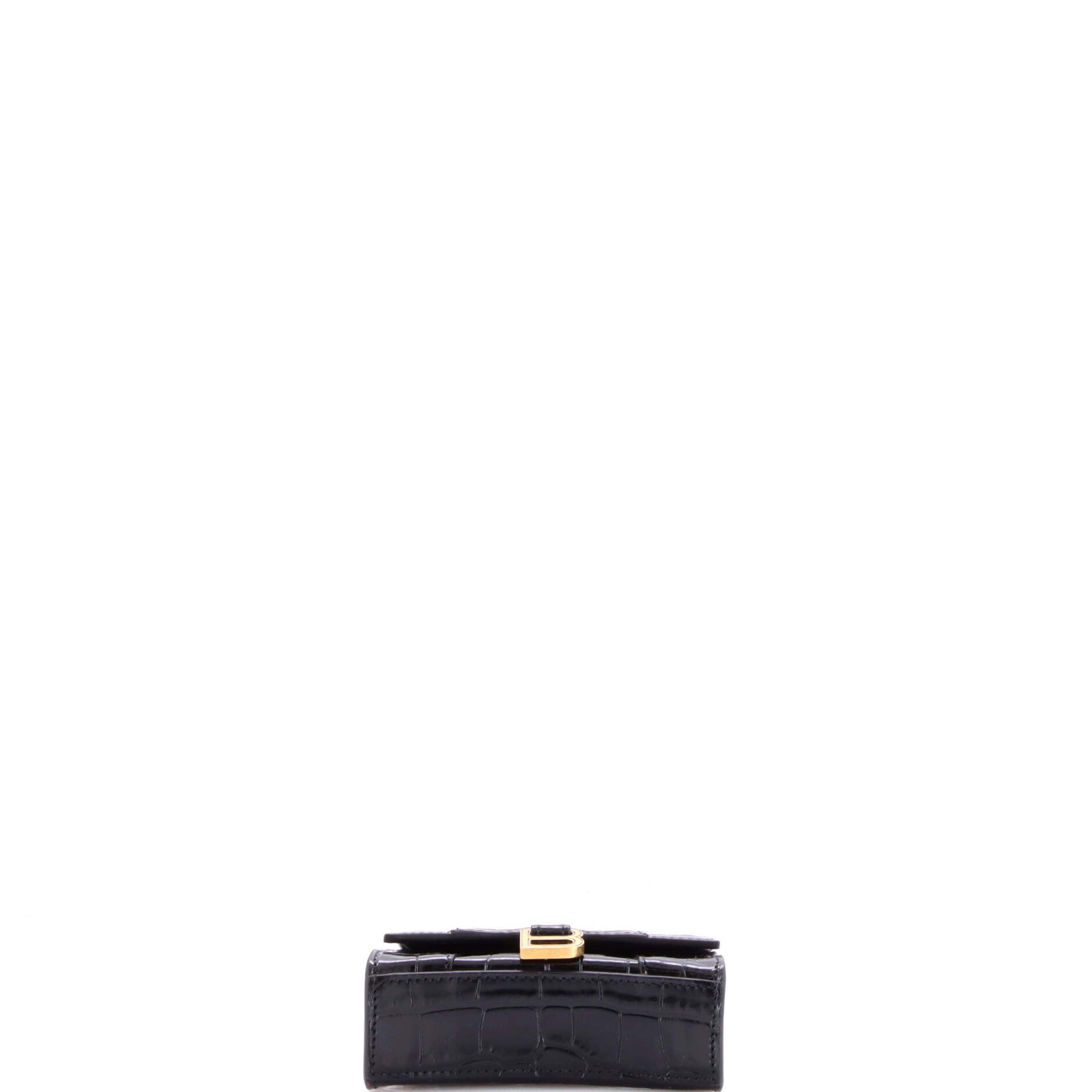 Balenciaga Hourglass Chain Top Handle Bag Crocodile Embossed Leather Mini Size ONE SIZE - 3 Thumbnail