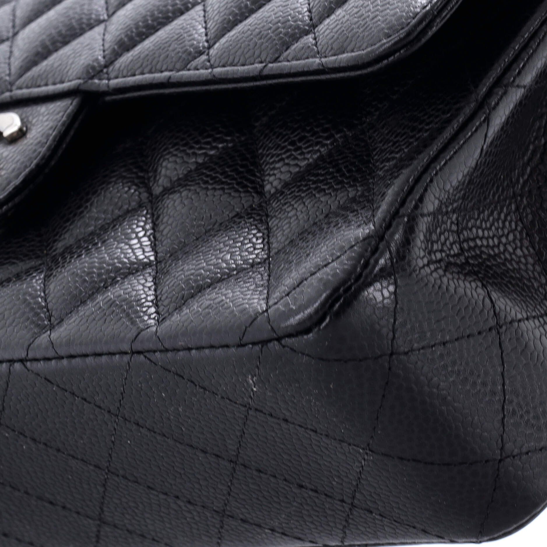 Chanel Vintage Classic Double Flap Bag Quilted Caviar Medium Size ONE SIZE - 5 Thumbnail