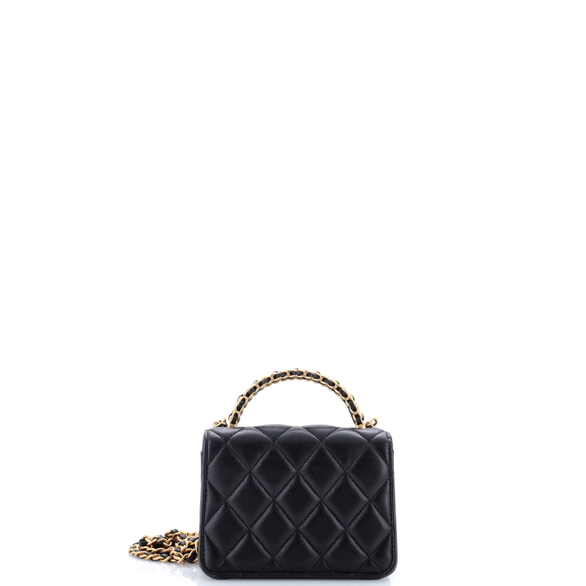 Chanel Woven Top Handle CC Flap Clutch on Chain Quilted Lambskin Small Size ONE SIZE - 2 Thumbnail