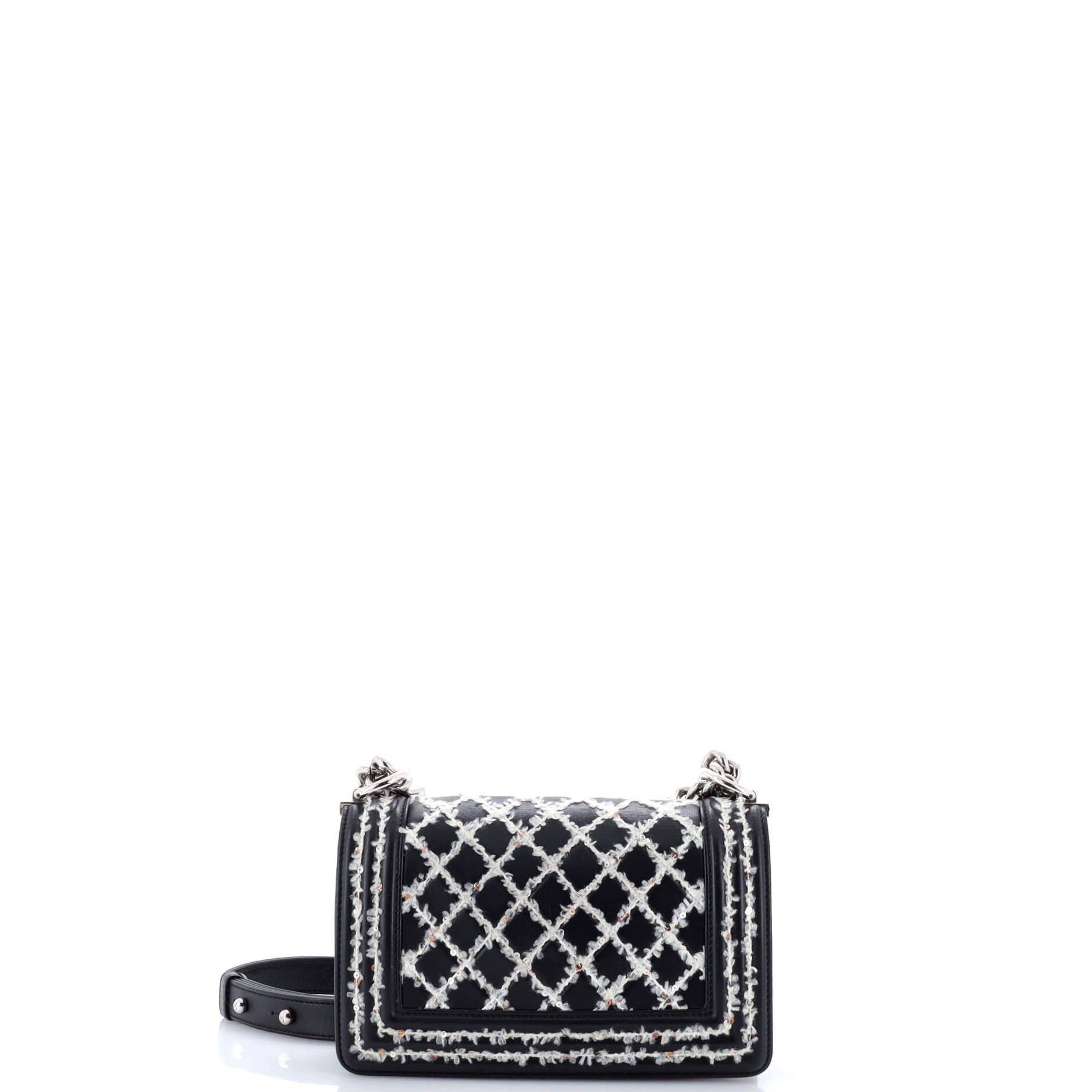 Chanel Boy Flap Bag Lambskin with Quilted Tweed and Sequins Small Size ONE SIZE - 2 Thumbnail