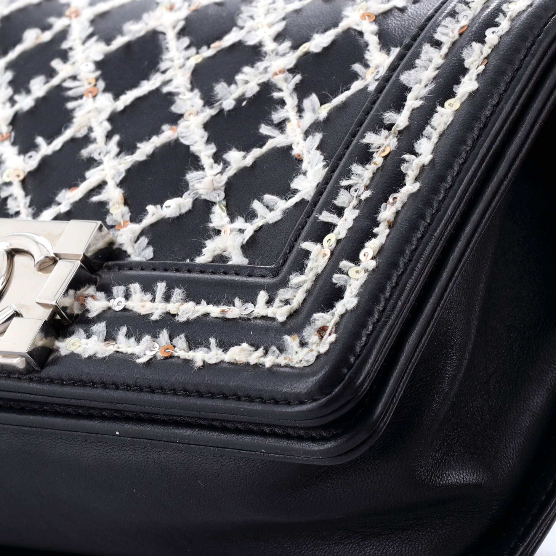 Chanel Boy Flap Bag Lambskin with Quilted Tweed and Sequins Small Size ONE SIZE - 5 Thumbnail