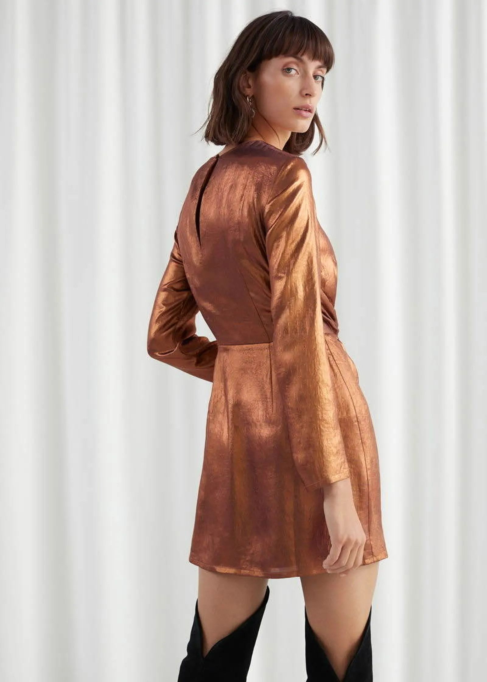 & Other Stories & Other Stories Metallic Satin Side Knot Mini Dress Dress Size XS / US 0-2 / IT 36-38 - 4 Thumbnail