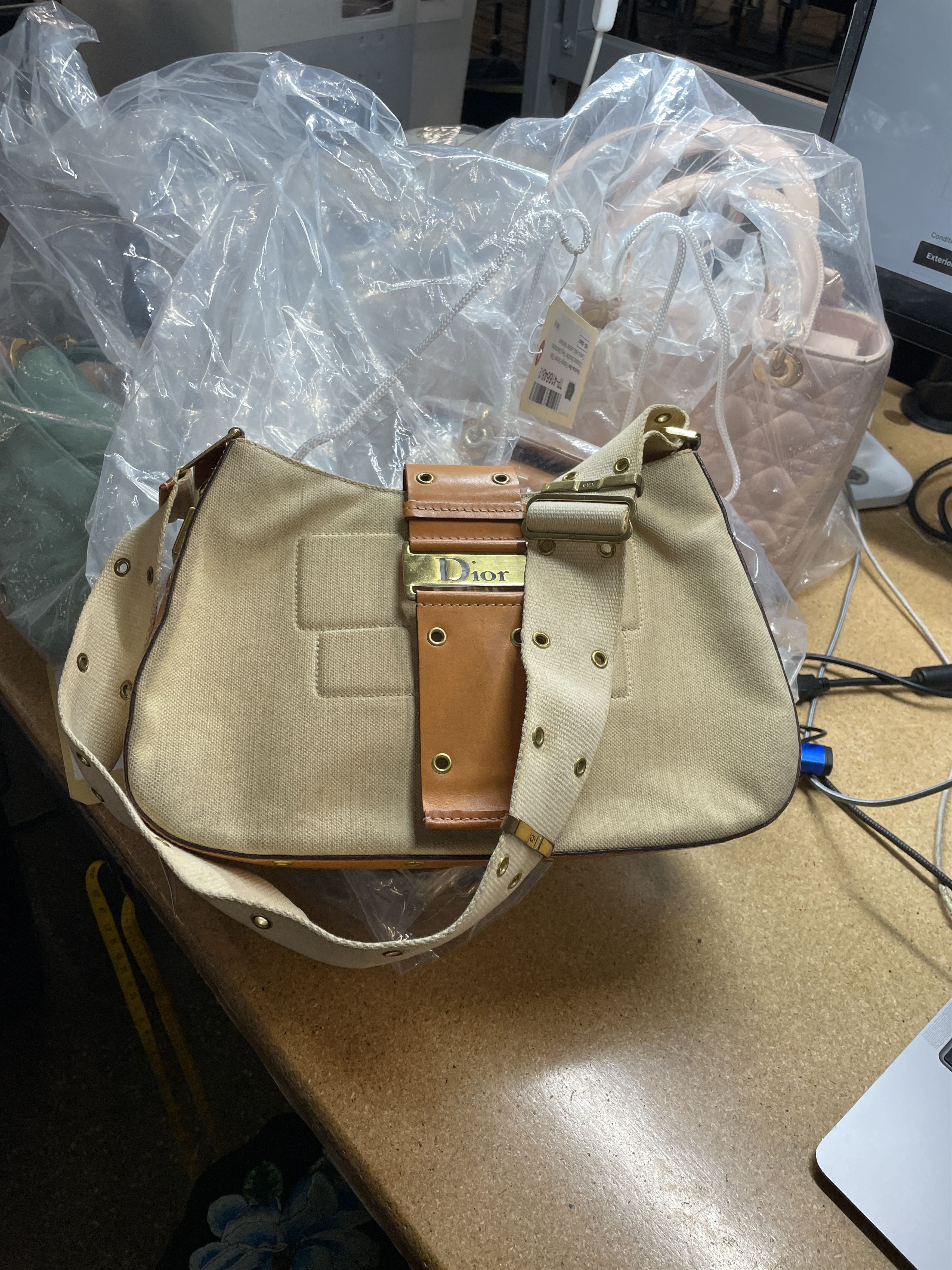 Dior Vintage Street Chic Columbus Shoulder Bag Diorissimo Canvas with Leather Medium Size ONE SIZE - 7 Thumbnail