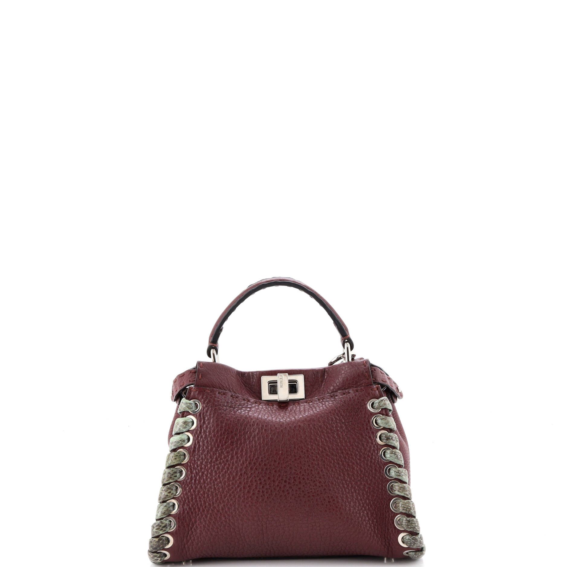 Fendi Selleria Peekaboo Bag Leather with Python Whipstitch Mini Size ONE SIZE - 2 Thumbnail