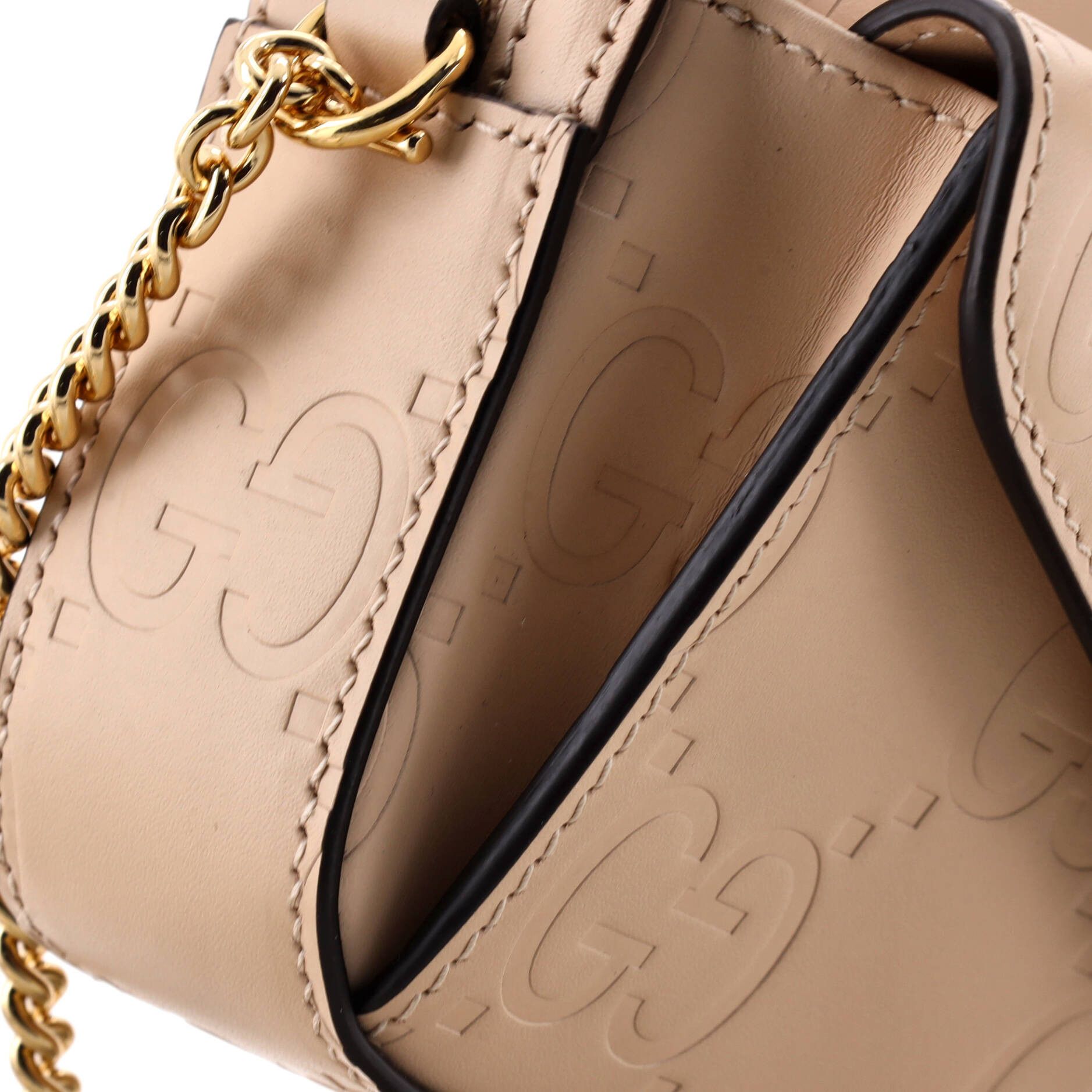 Gucci Front Pocket Chain Shoulder Bag Jumbo GG Embossed Leather Super Mini Size ONE SIZE - 5 Thumbnail