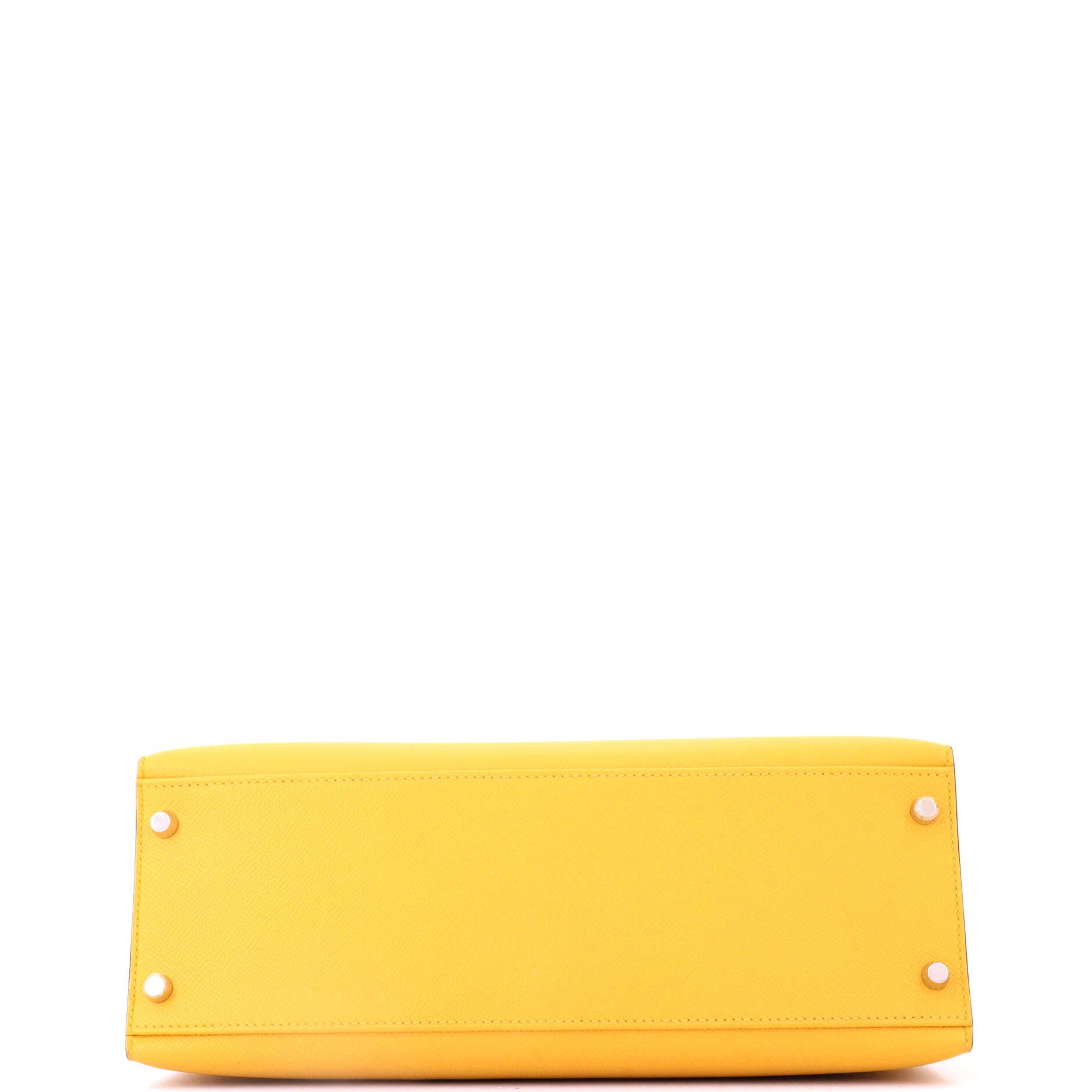 Hermes Kelly Handbag Yellow Epsom with Palladium Hardware 32 Size ONE SIZE - 3 Thumbnail