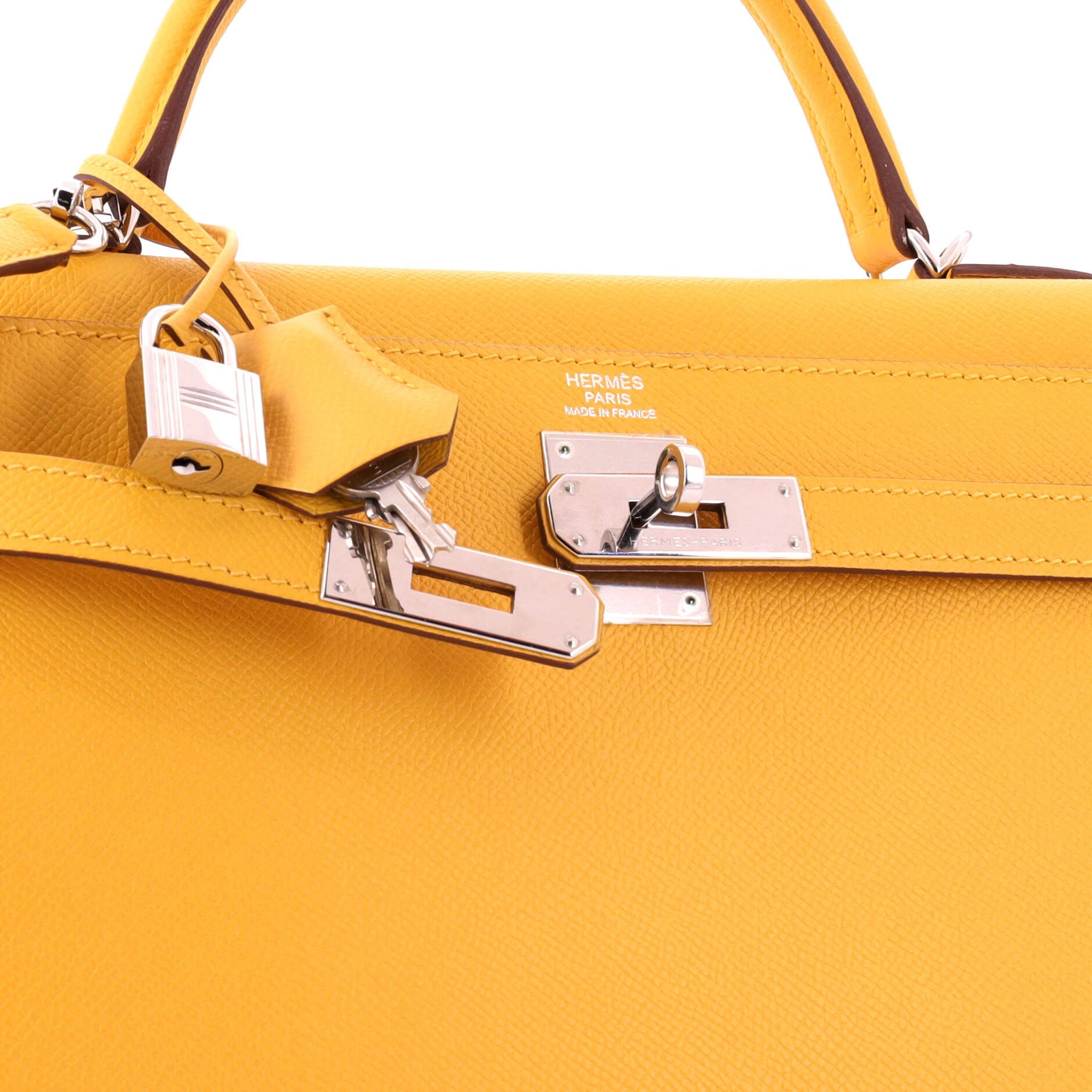 Hermes Kelly Handbag Yellow Epsom with Palladium Hardware 32 Size ONE SIZE - 5 Thumbnail
