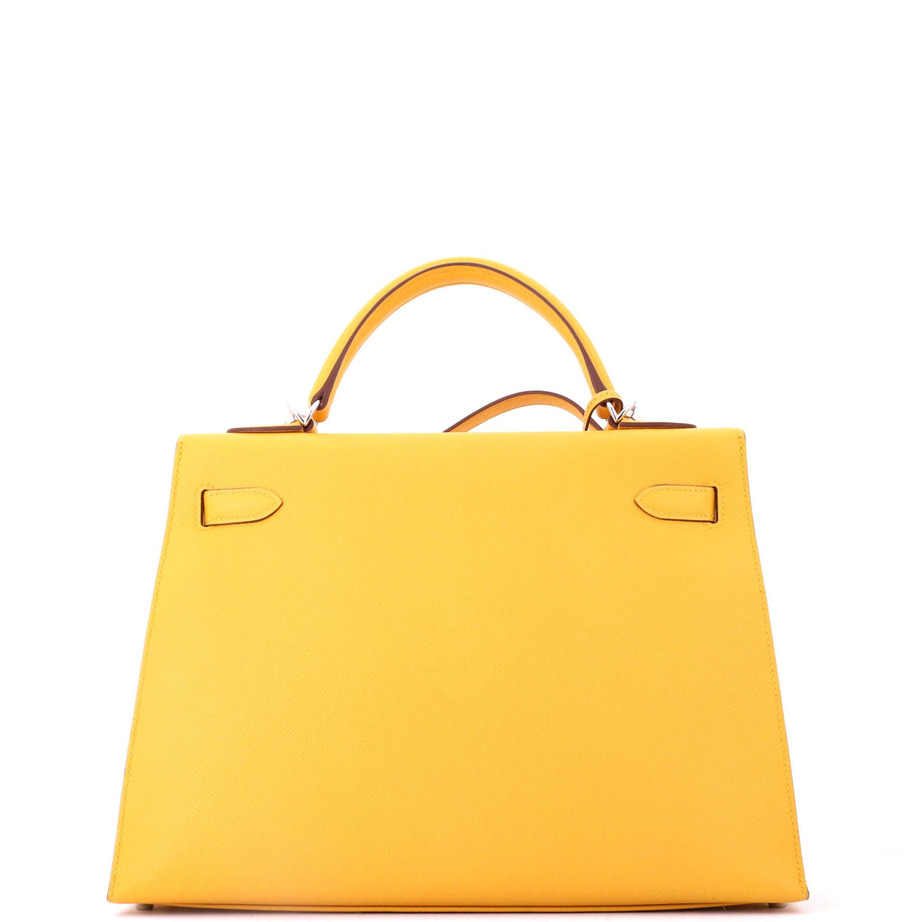 Hermes Kelly Handbag Yellow Epsom with Palladium Hardware 32 Size ONE SIZE - 2 Thumbnail