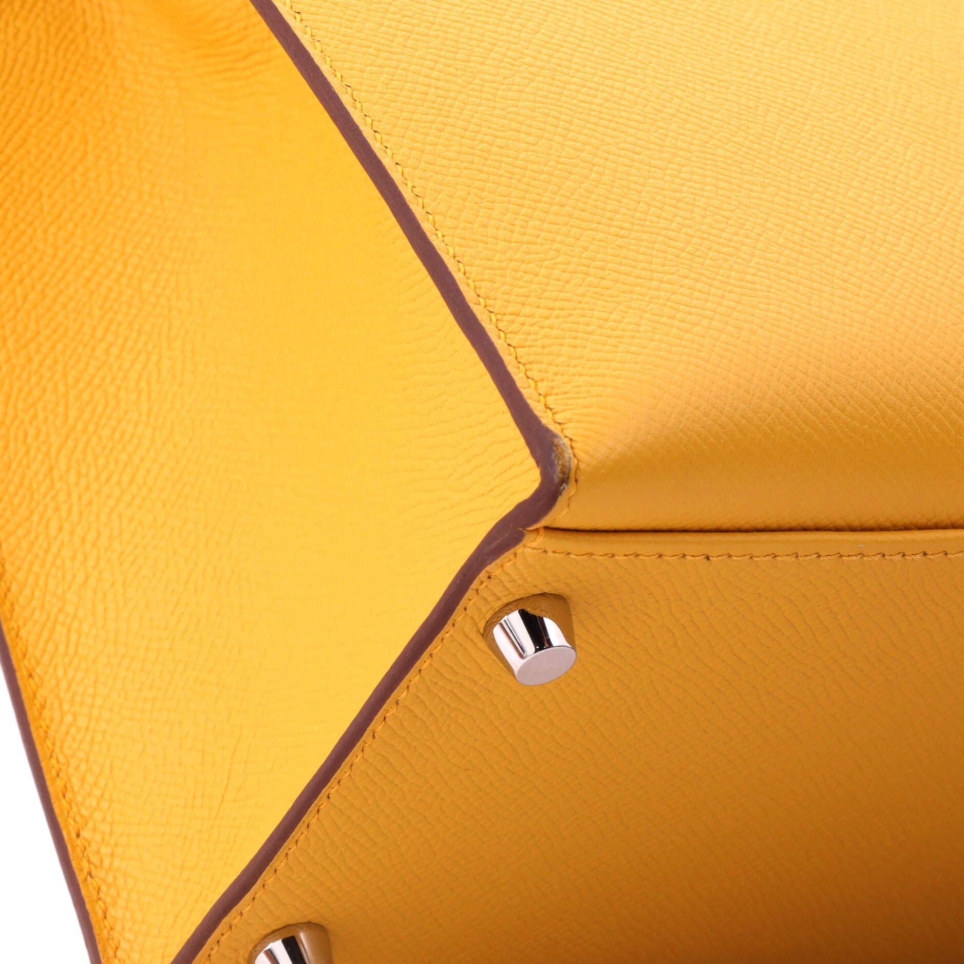 Hermes Kelly Handbag Yellow Epsom with Palladium Hardware 32 Size ONE SIZE - 6 Thumbnail