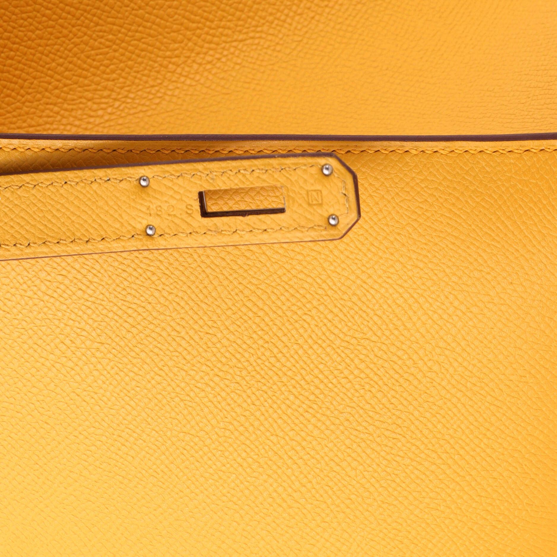 Hermes Kelly Handbag Yellow Epsom with Palladium Hardware 32 Size ONE SIZE - 7 Thumbnail