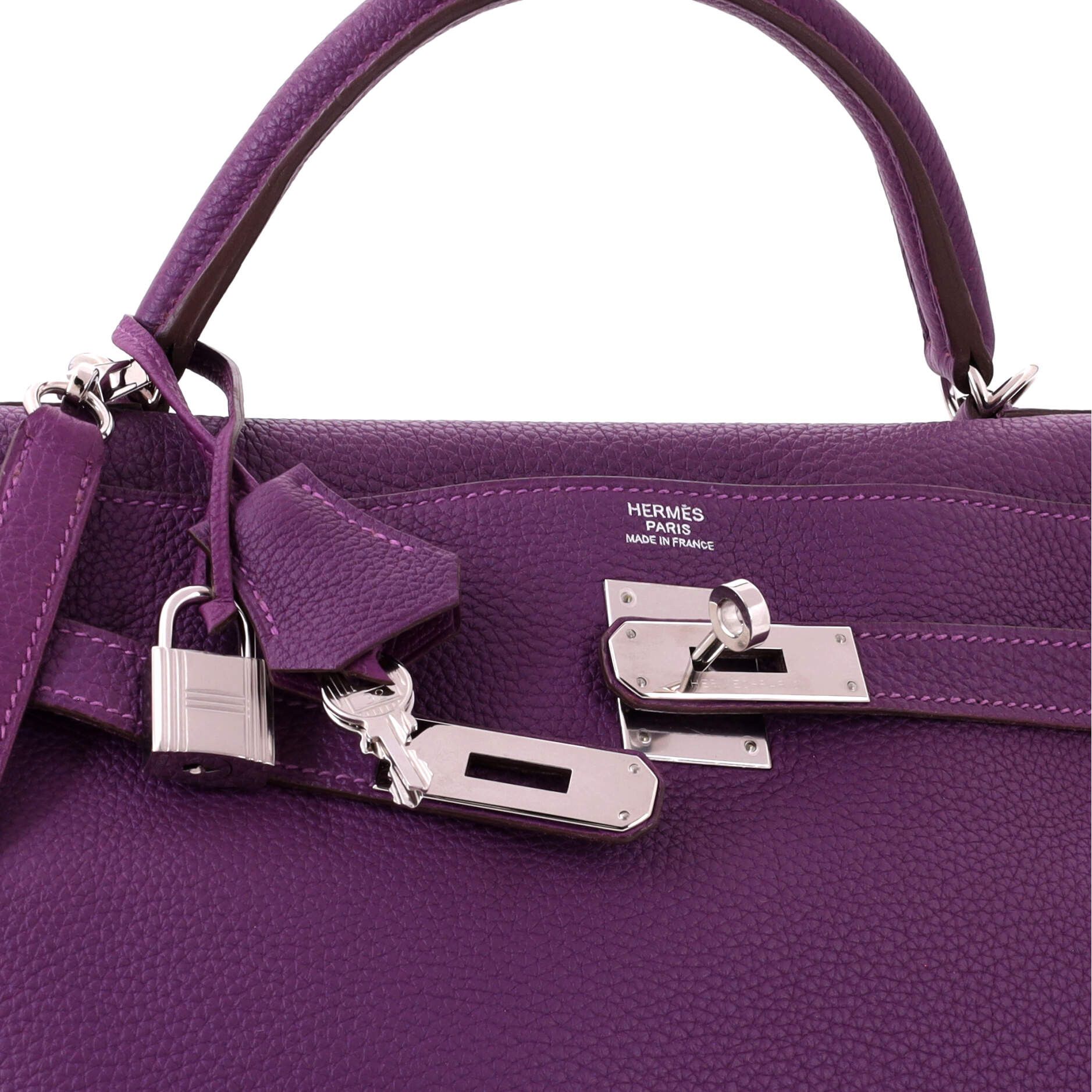 Hermes Kelly Handbag Purple Togo with Palladium Hardware 32 Size ONE SIZE - 5 Thumbnail