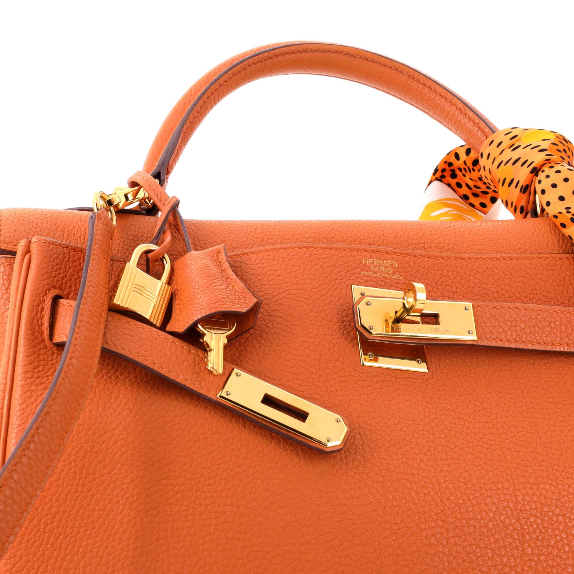 Hermes Kelly Handbag Orange Togo with Gold Hardware 32 Size ONE SIZE - 5 Thumbnail