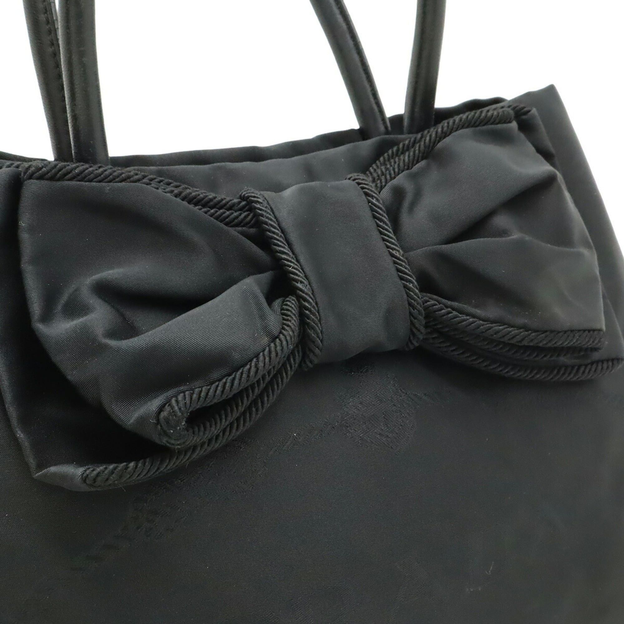 Prada PRADA Jacquard Ribbon Handbag/Shoulder Bag, Nylon, Black (NERO), Purchased at a domestic boutique, Item No. 1BG068 Size ONE SIZE - 9 Thumbnail