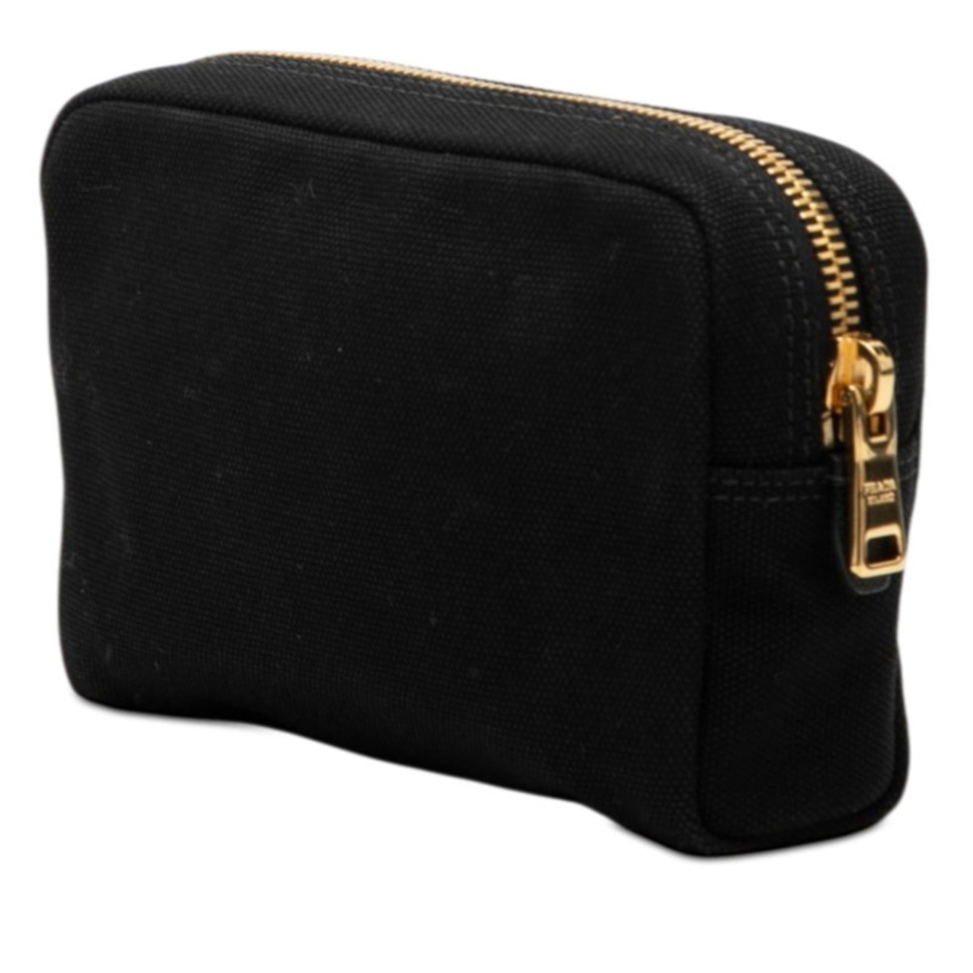 Prada Prada Logo Canapa Mini Handbag Pouch Accessory Case 1NA021 Black Canvas Women's PRADA Size ONE SIZE - 2 Thumbnail