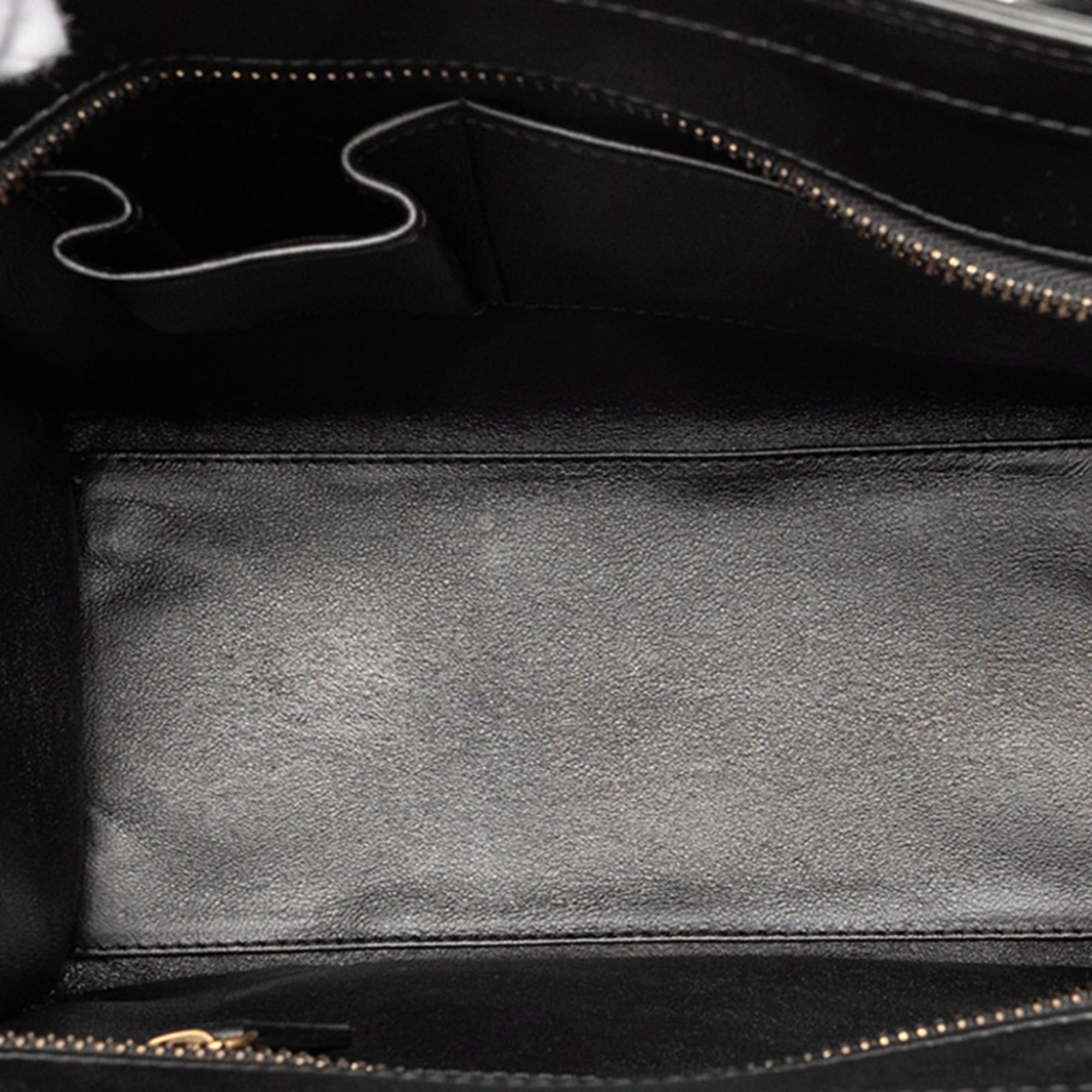 Celine Celine Luggage Micro Shopper Handbag Tote Bag Black Beige Ivory Leather Women's CELINE Size ONE SIZE - 4 Thumbnail