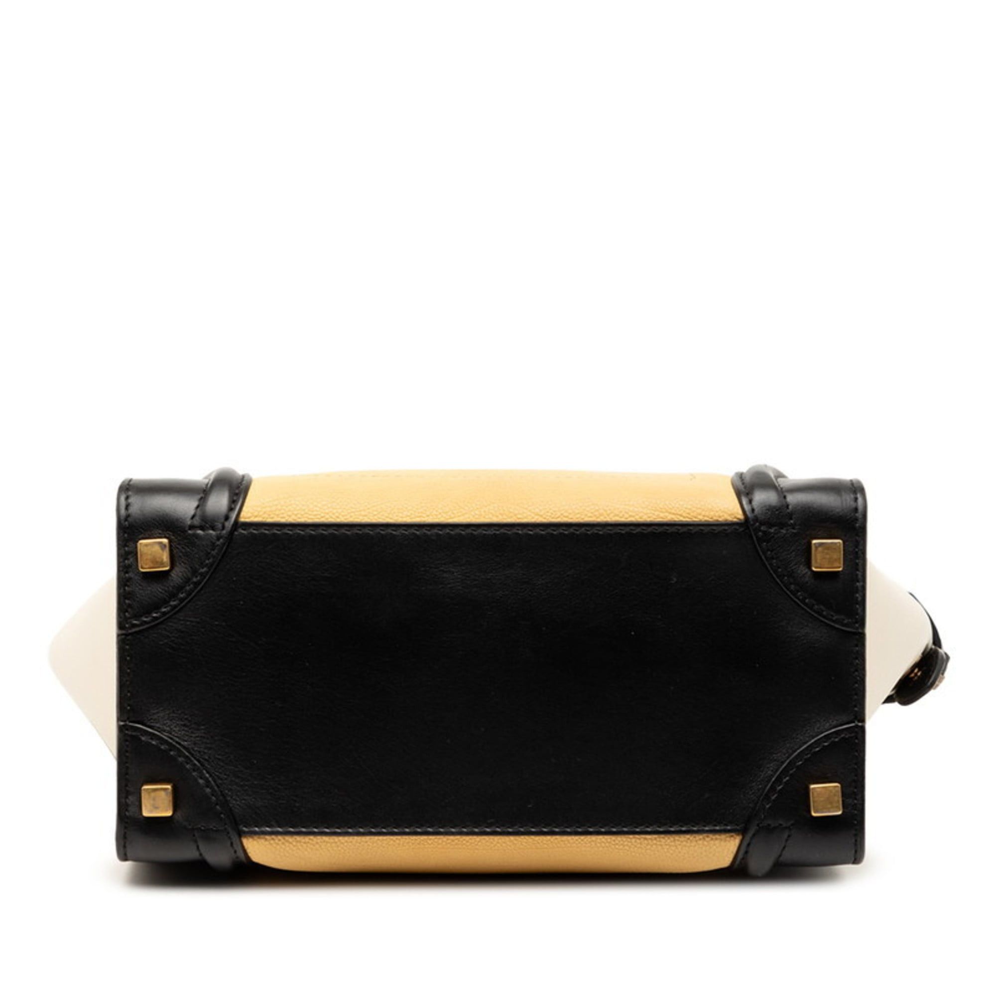 Celine Celine Luggage Micro Shopper Handbag Tote Bag Black Beige Ivory Leather Women's CELINE Size ONE SIZE - 3 Thumbnail