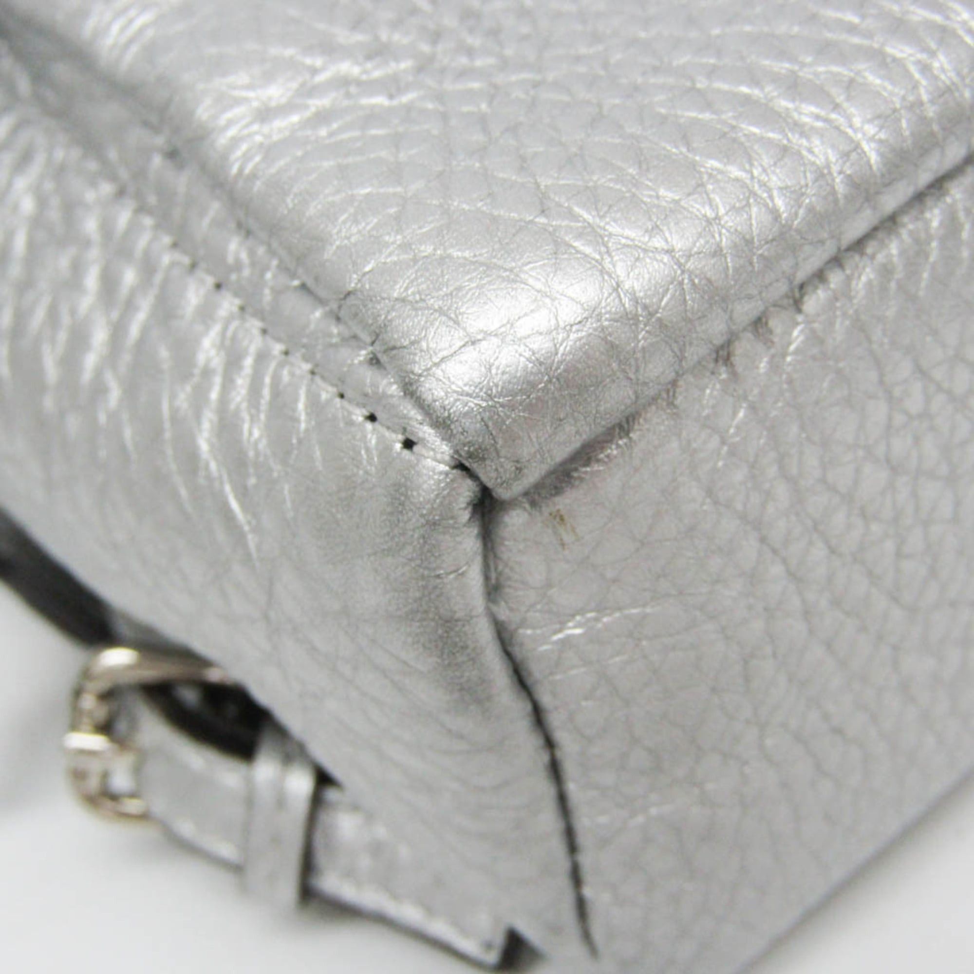 Fendi Fendi Selleria With Key Ring 7AR471 Men,Women Leather Pouch Silver Size ONE SIZE - 4 Thumbnail