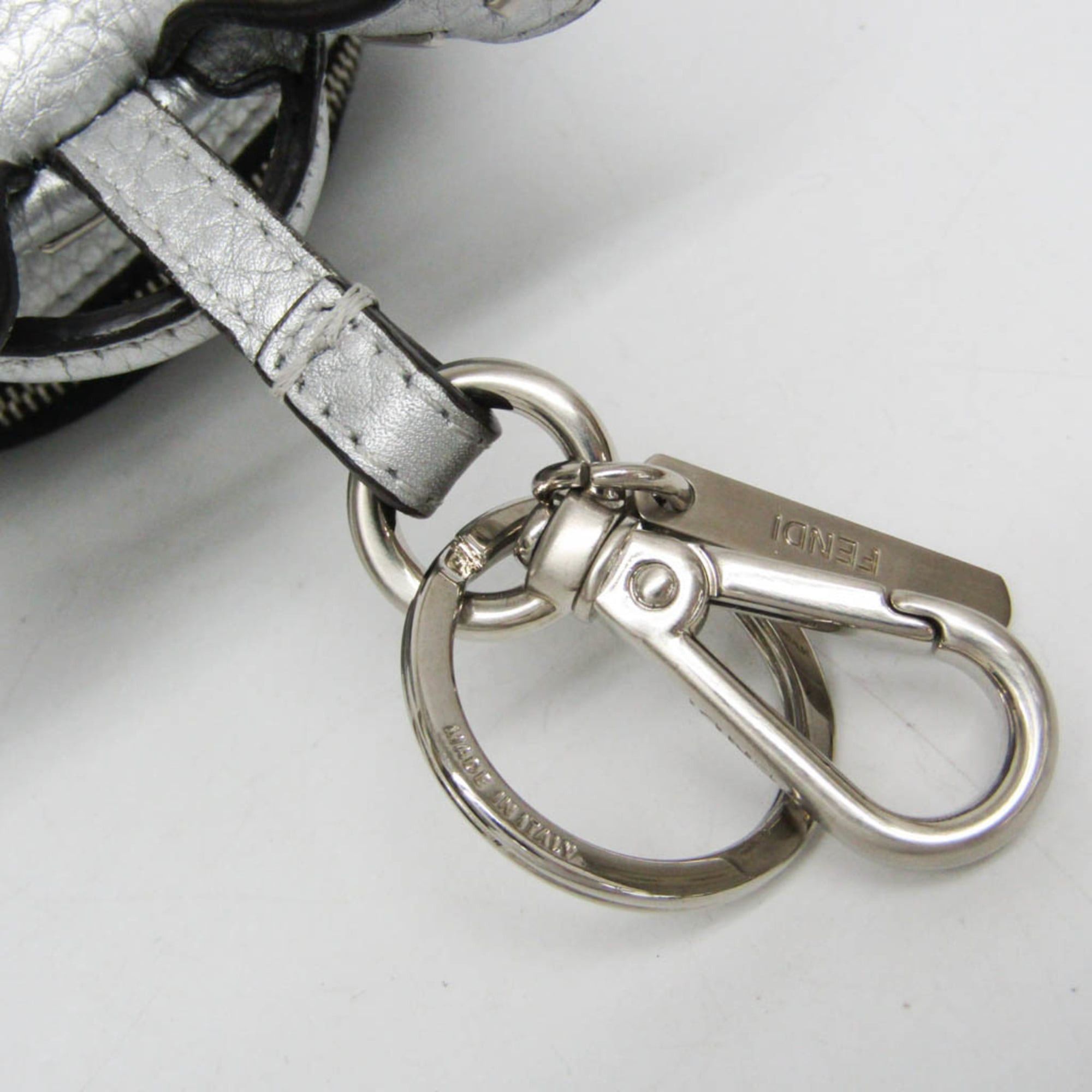 Fendi Fendi Selleria With Key Ring 7AR471 Men,Women Leather Pouch Silver Size ONE SIZE - 11 Thumbnail