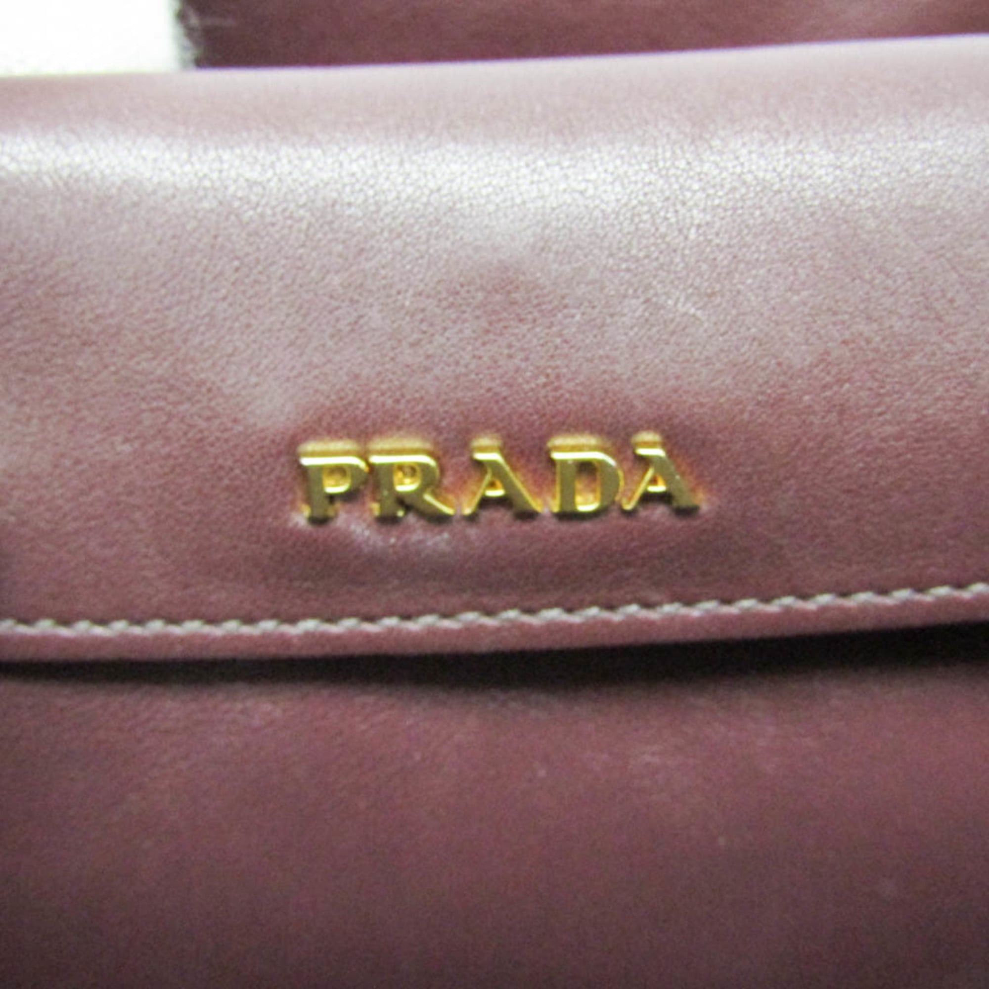 Prada Prada Bibliothèque 1BC034 Women's Leather Shoulder Bag Red Color,Wine Size ONE SIZE - 14 Thumbnail