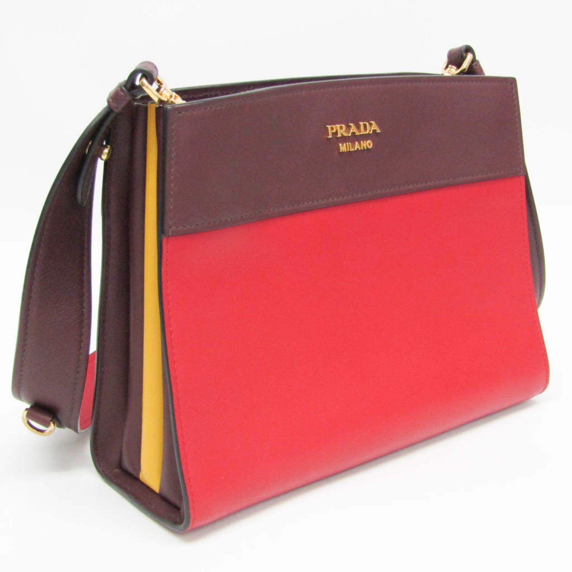 Prada Prada Bibliothèque 1BC034 Women's Leather Shoulder Bag Red Color,Wine Size ONE SIZE - 9 Thumbnail