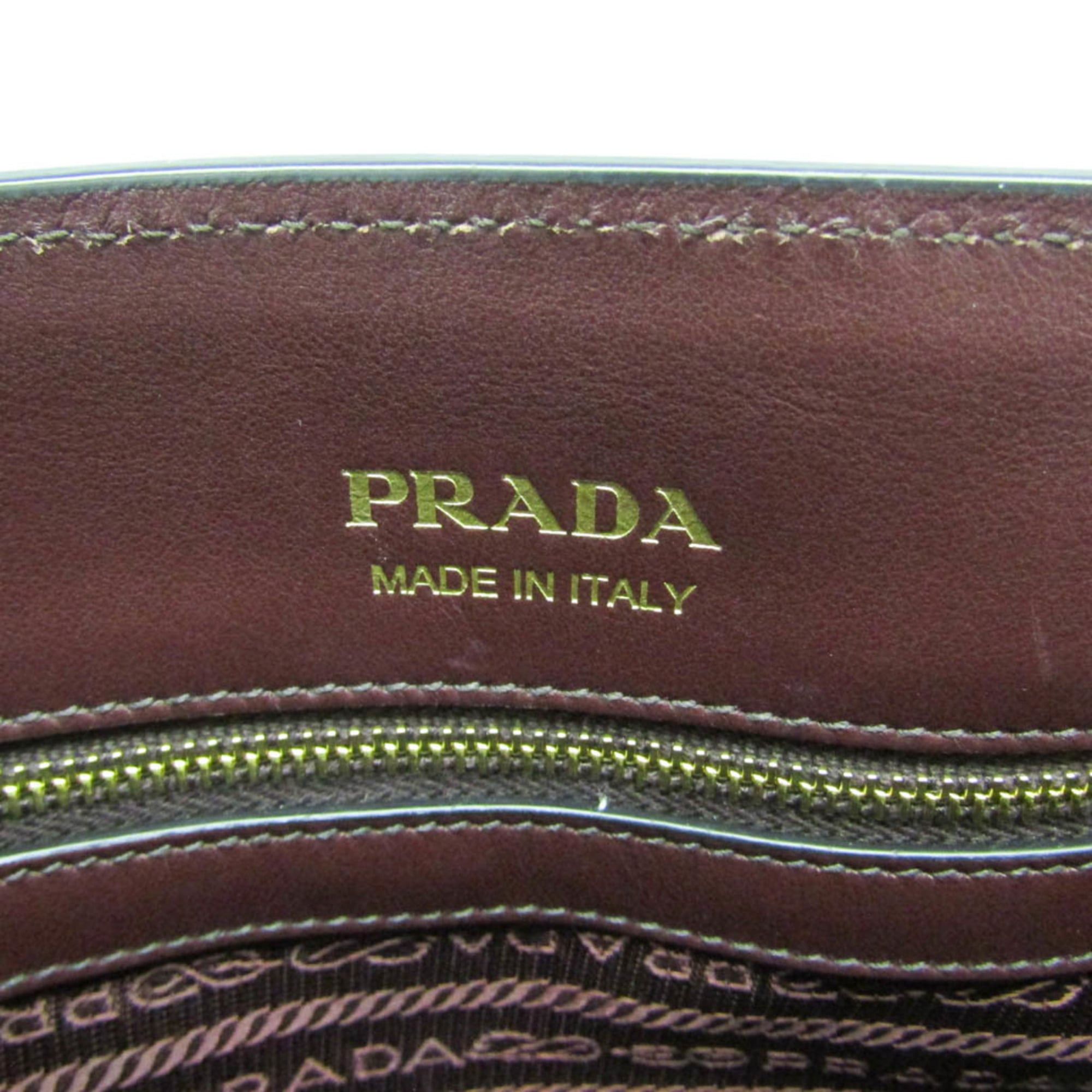Prada Prada Bibliothèque 1BC034 Women's Leather Shoulder Bag Red Color,Wine Size ONE SIZE - 17 Thumbnail