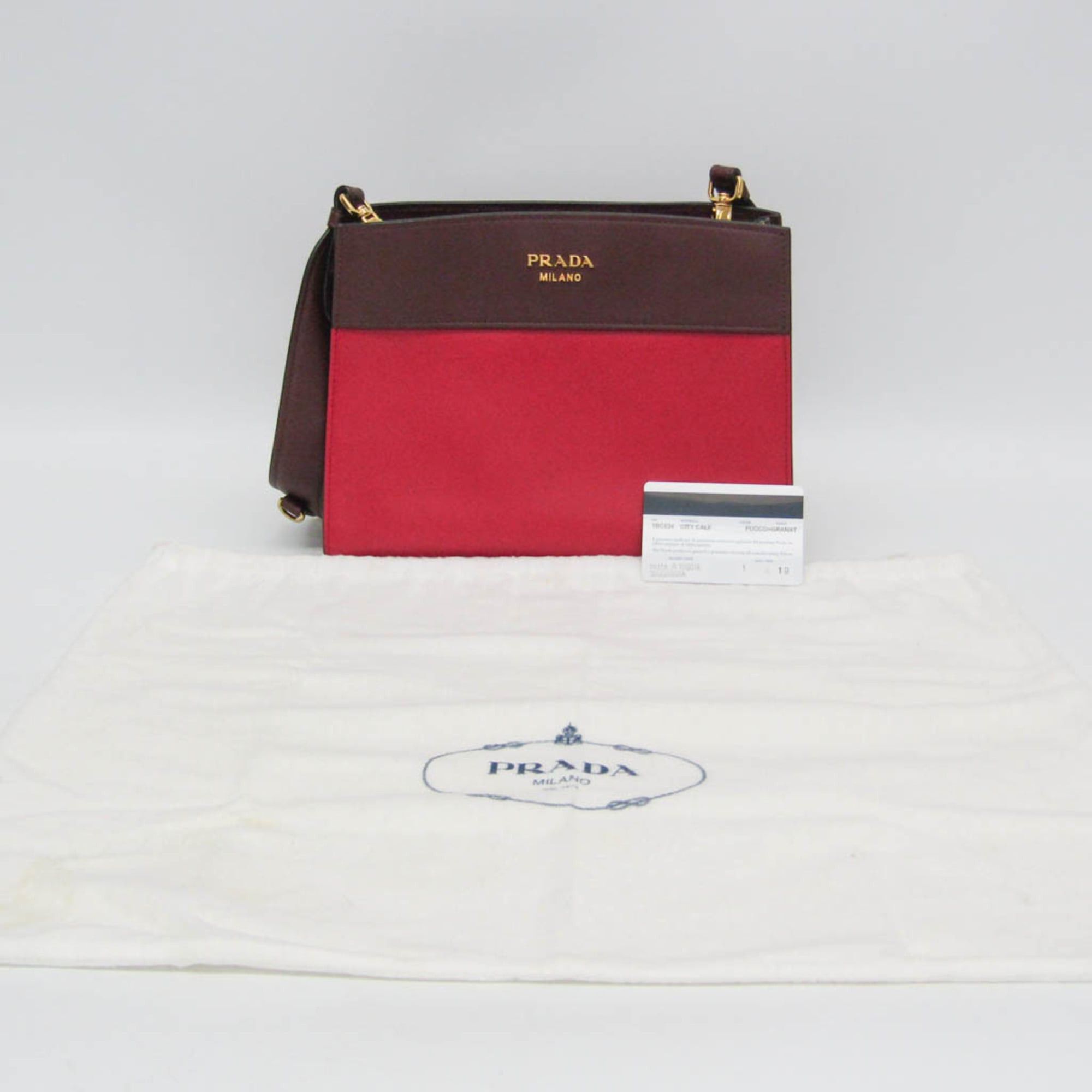 Prada Prada Bibliothèque 1BC034 Women's Leather Shoulder Bag Red Color,Wine Size ONE SIZE - 2 Thumbnail