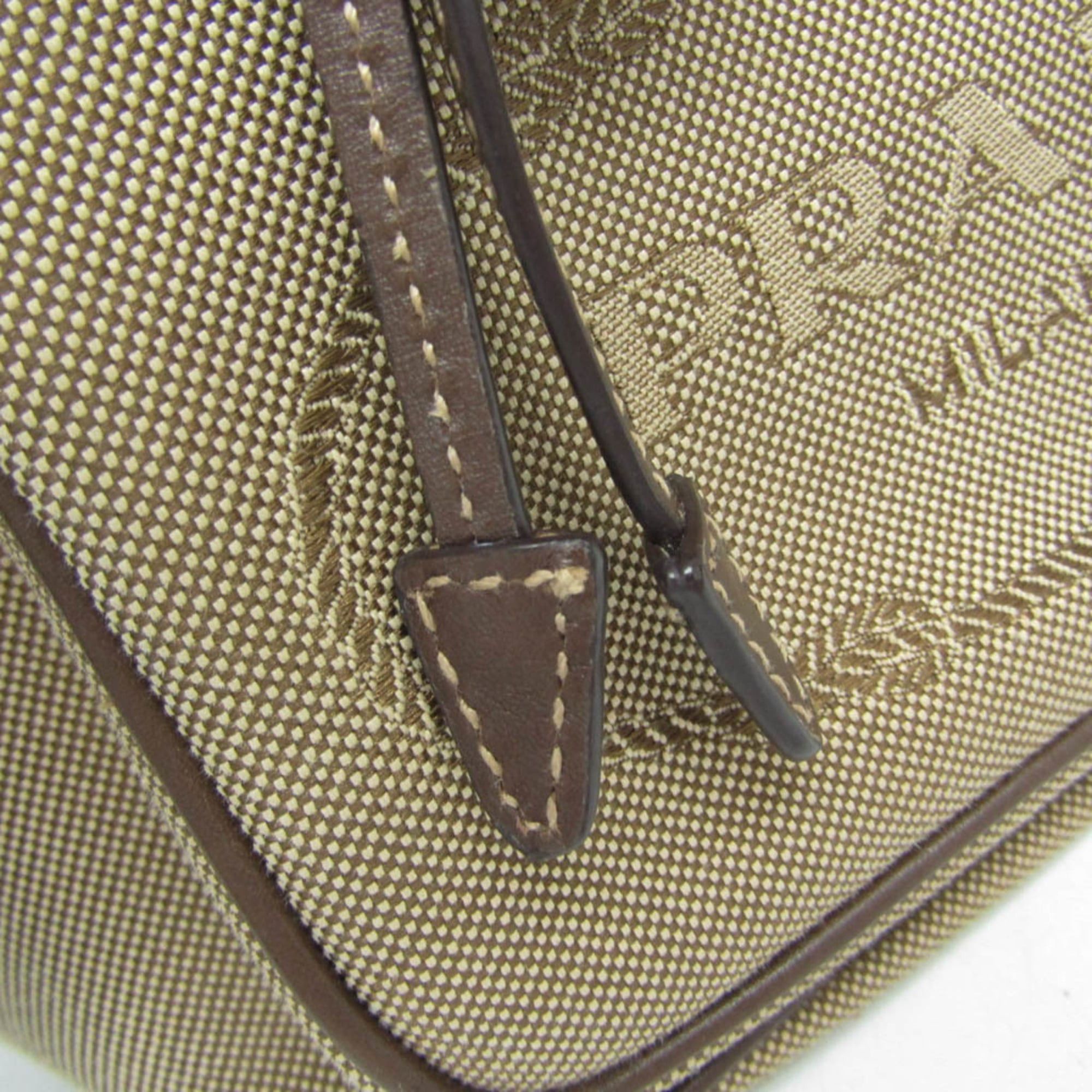 Prada Prada Logo Jacquard Drawstring Bag Women's Leather,Jacquard Handbag,Shoulder Bag Beige Brown,Dark Brown Size ONE SIZE - 10 Thumbnail