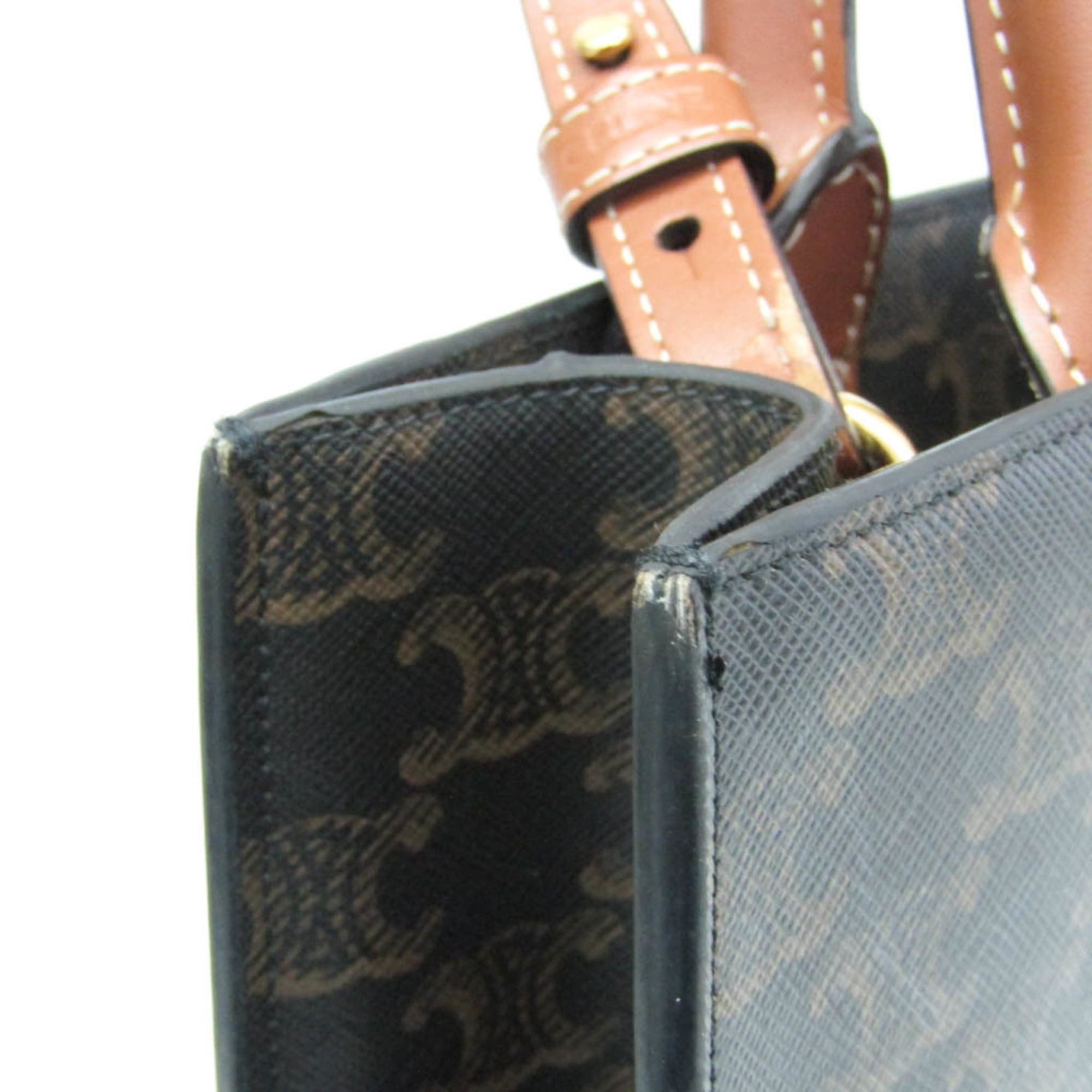 Celine Celine Vertical Cabas Triomphe Women,Men PVC,Leather Shoulder Bag,Tote Bag Brown,Dark Brown Size ONE SIZE - 6 Thumbnail