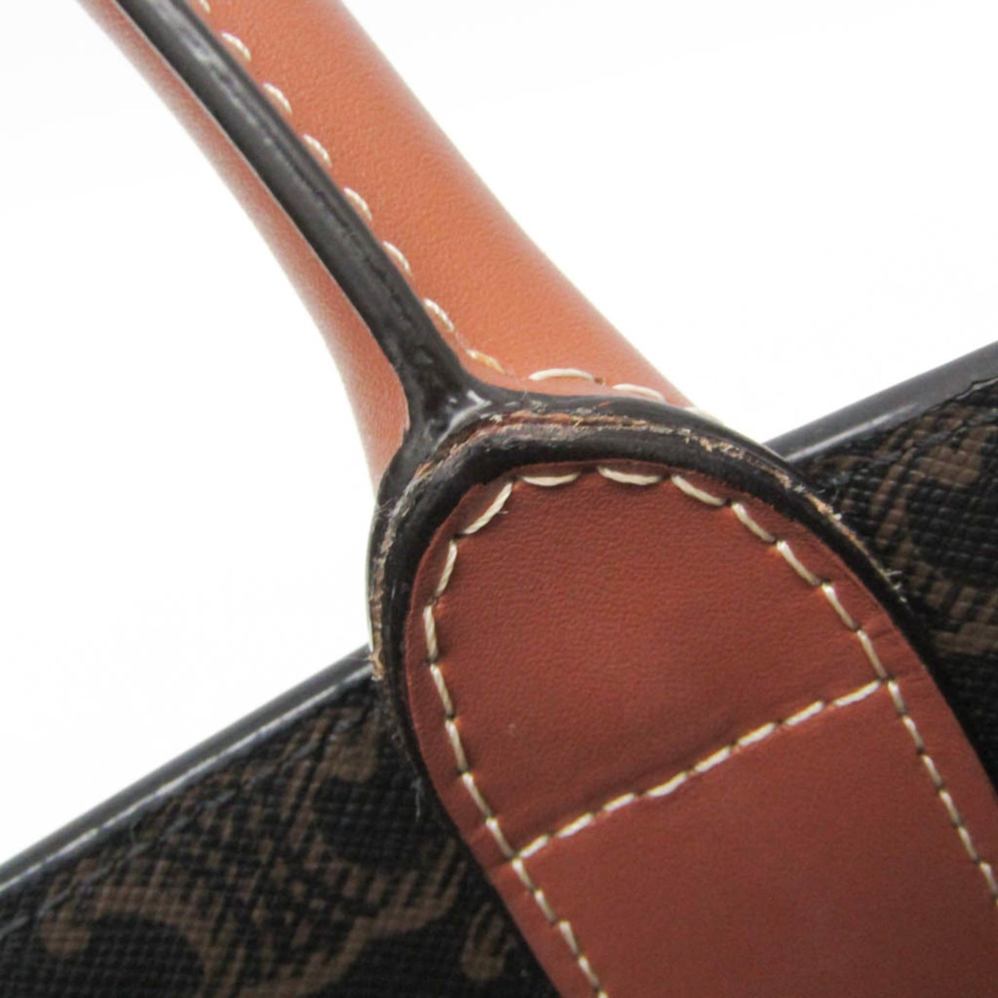 Celine Celine Vertical Cabas Triomphe Women,Men PVC,Leather Shoulder Bag,Tote Bag Brown,Dark Brown Size ONE SIZE - 14 Thumbnail