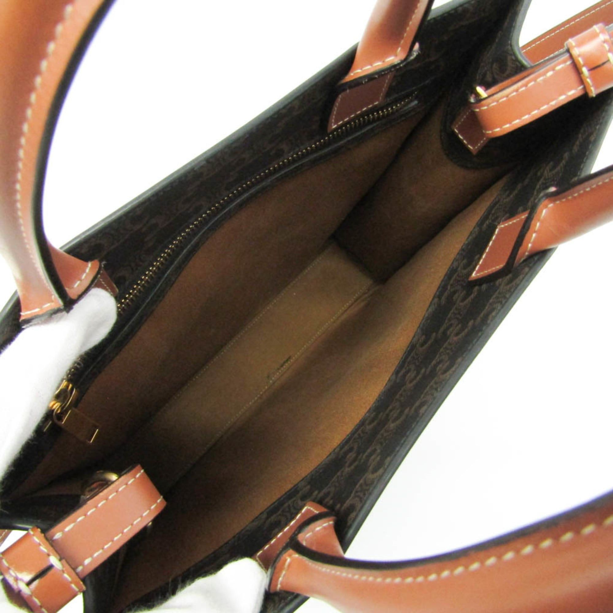 Celine Celine Vertical Cabas Triomphe Women,Men PVC,Leather Shoulder Bag,Tote Bag Brown,Dark Brown Size ONE SIZE - 4 Thumbnail