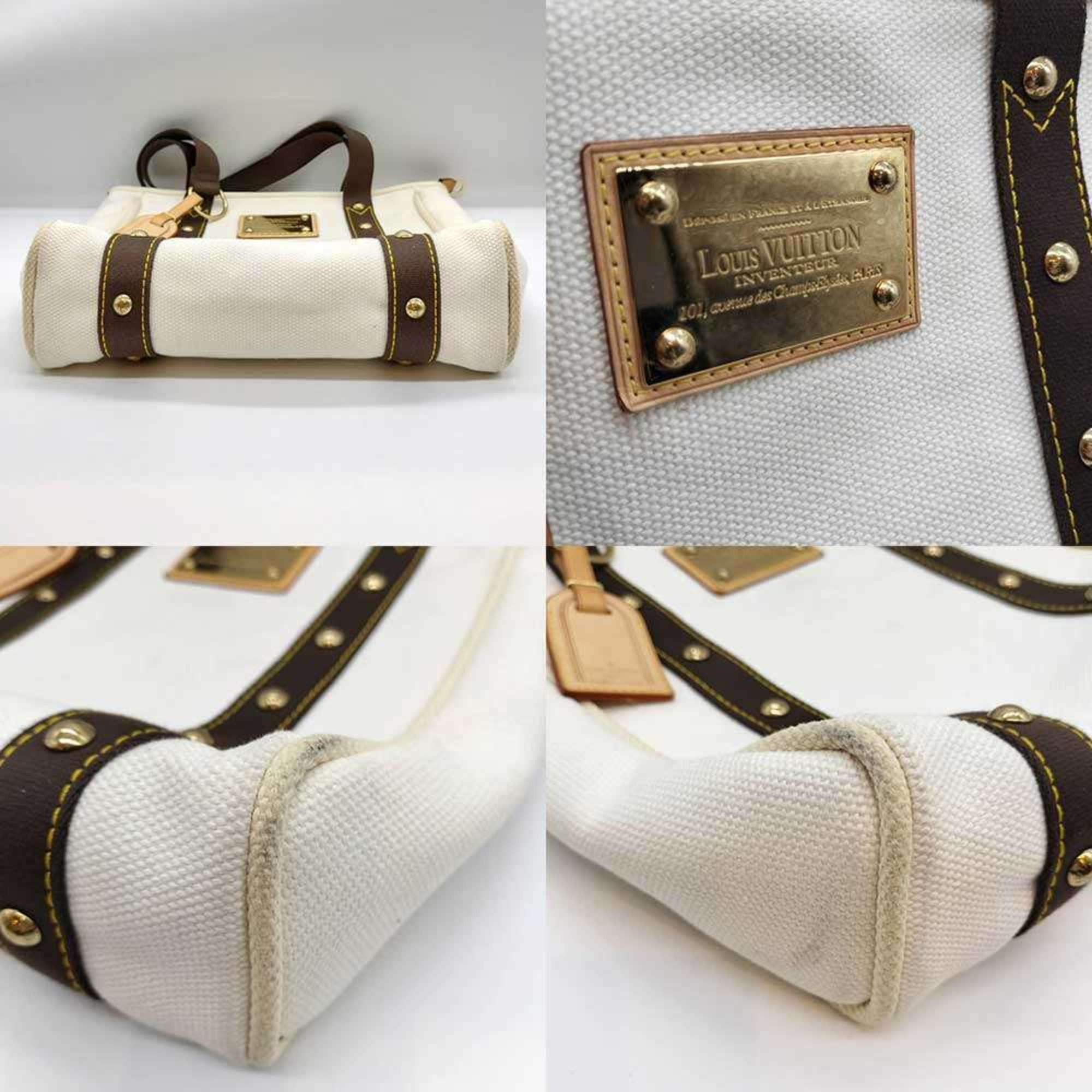 Louis Vuitton Louis Vuitton Antigua Cabas MM Tote Bag, Ecru, White and Brown Canvas, M40036, Women's, LOUISVUITTON Size ONE SIZE - 3 Thumbnail