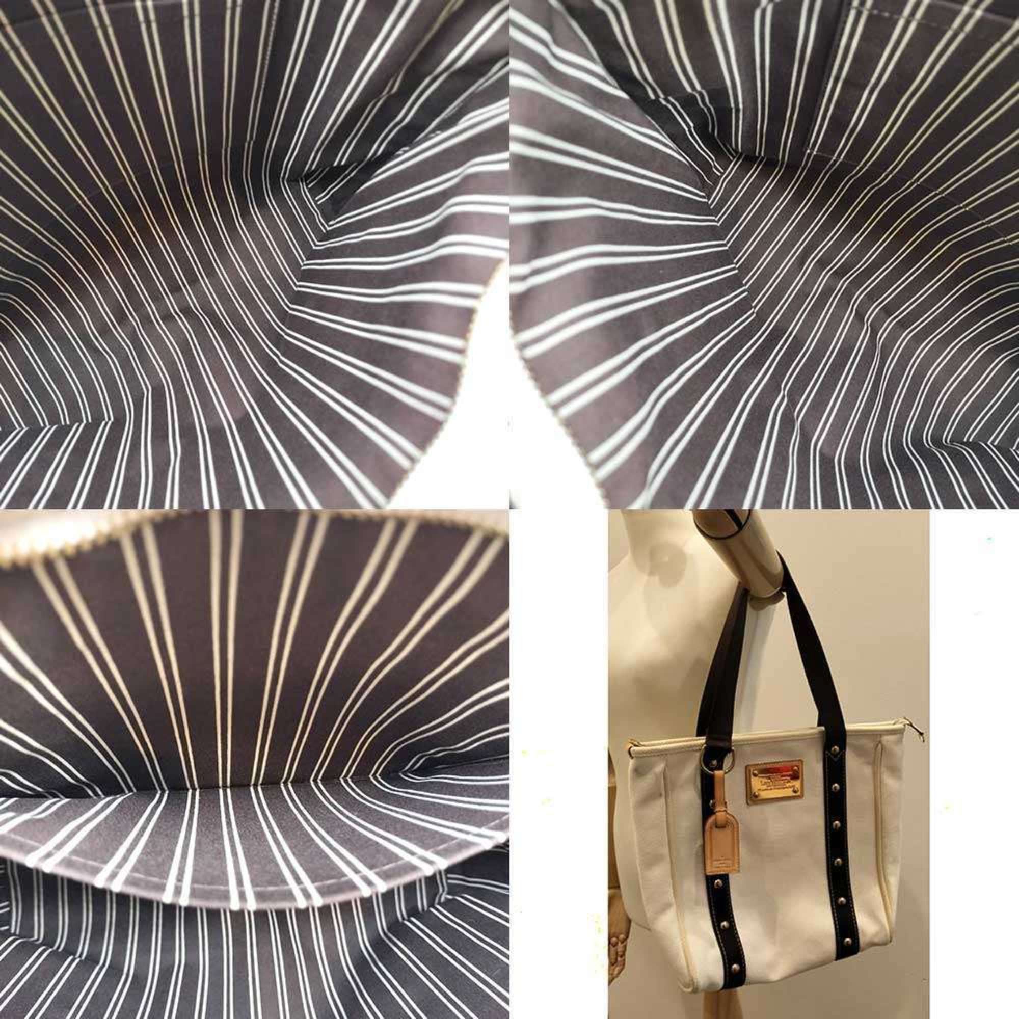 Louis Vuitton Louis Vuitton Antigua Cabas MM Tote Bag, Ecru, White and Brown Canvas, M40036, Women's, LOUISVUITTON Size ONE SIZE - 6 Thumbnail