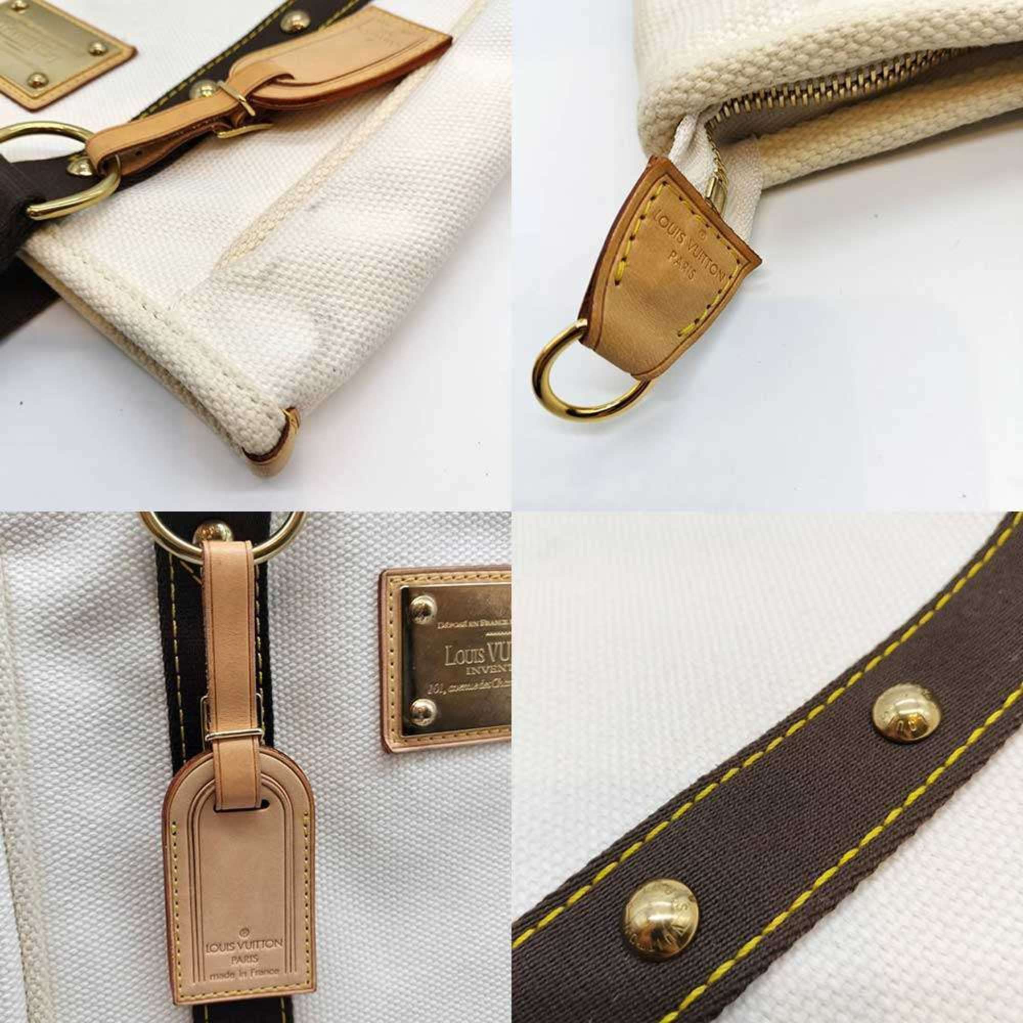 Louis Vuitton Louis Vuitton Antigua Cabas MM Tote Bag, Ecru, White and Brown Canvas, M40036, Women's, LOUISVUITTON Size ONE SIZE - 4 Thumbnail