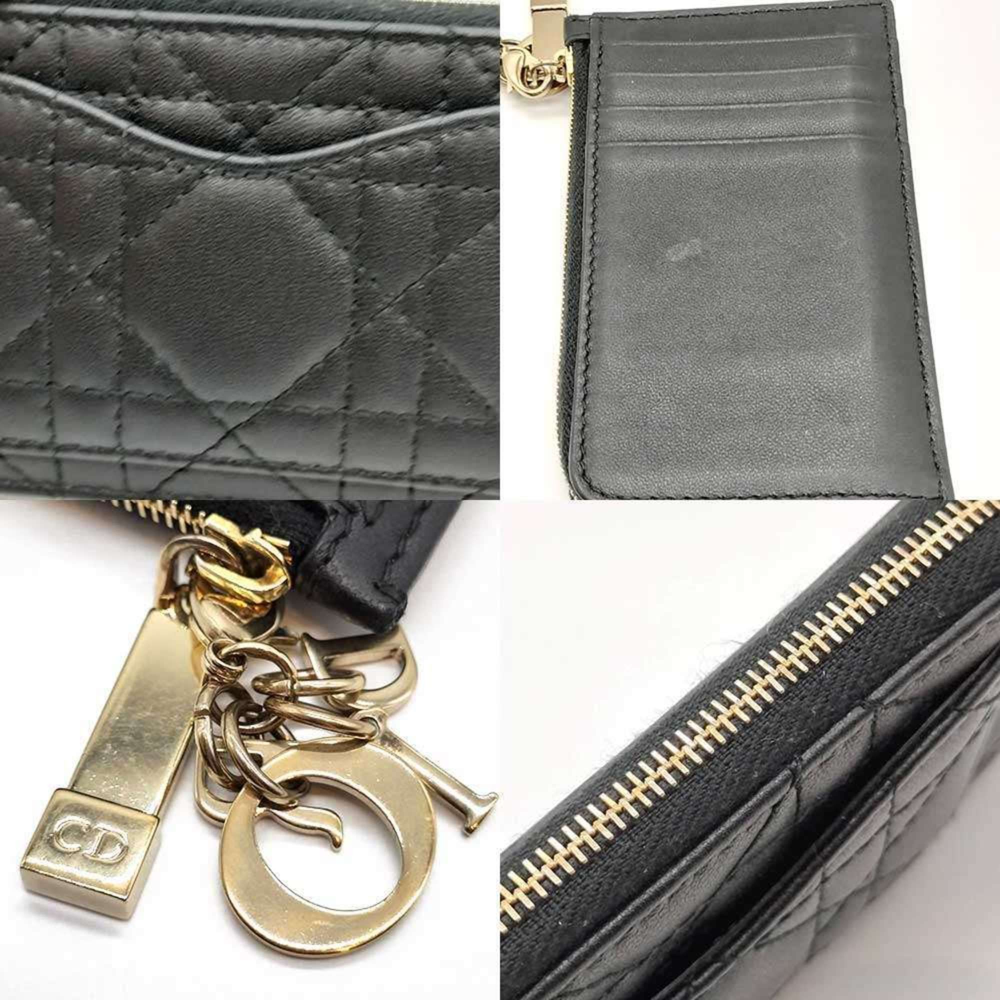 Dior Christian Dior Cannage Fragment Case Coin and Card Holder in Black Leather for Women Size ONE SIZE - 3 Thumbnail