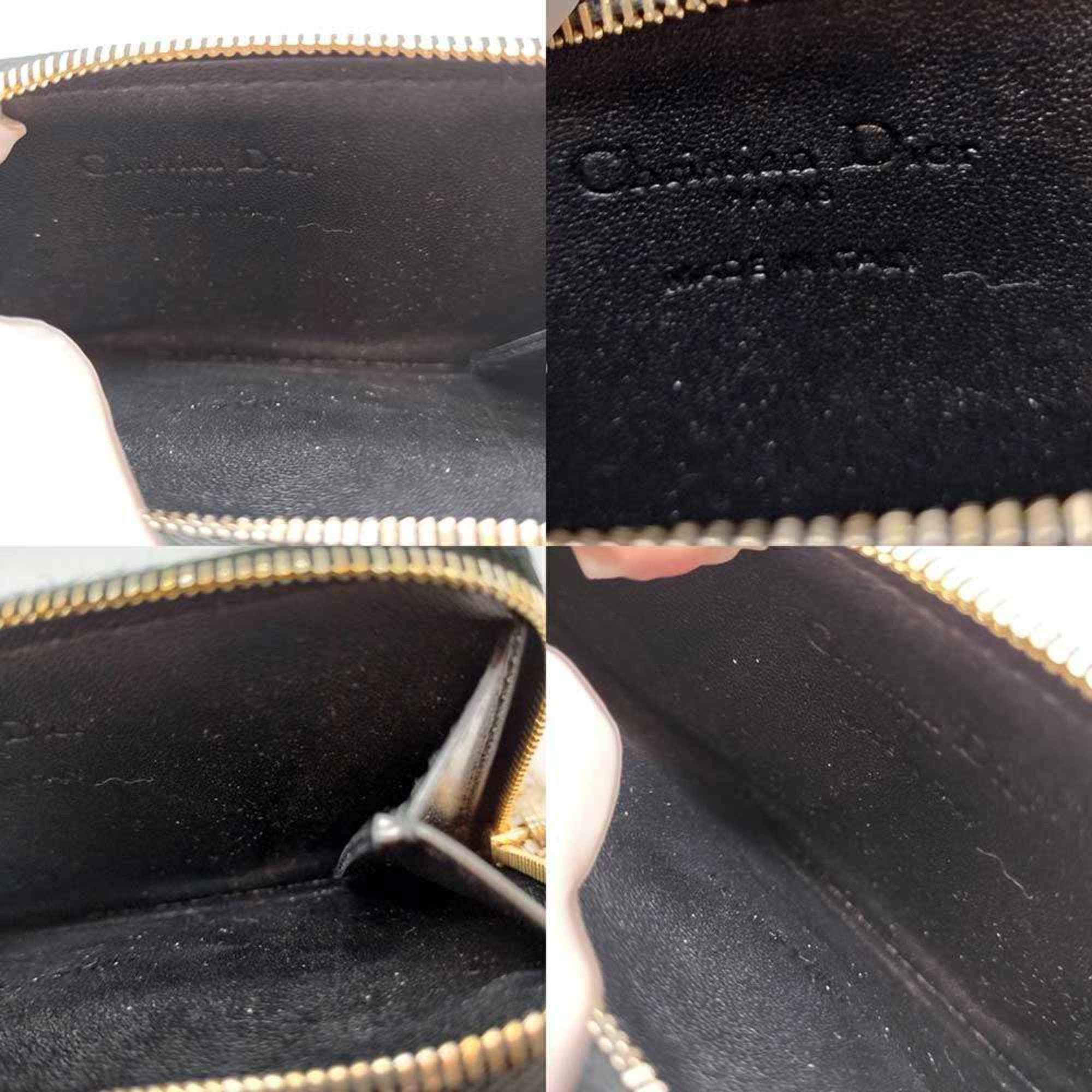 Dior Christian Dior Cannage Fragment Case Coin and Card Holder in Black Leather for Women Size ONE SIZE - 4 Thumbnail
