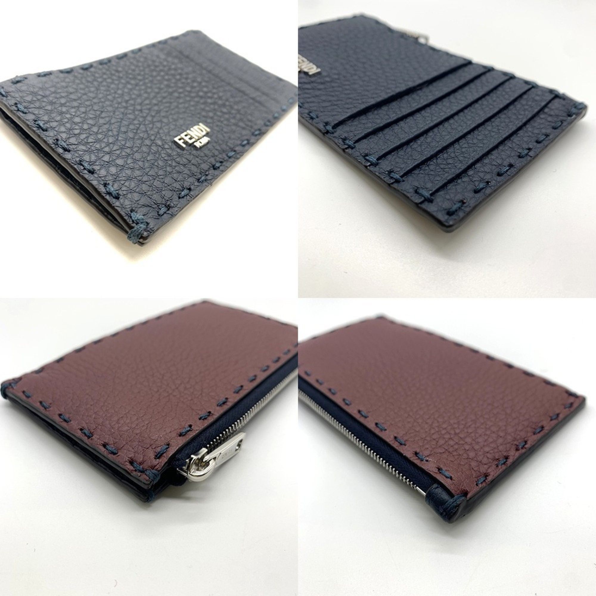 Fendi Fendi Selleria Card Case Fragment Dark Blue & Red FENDI Size ONE SIZE - 3 Thumbnail