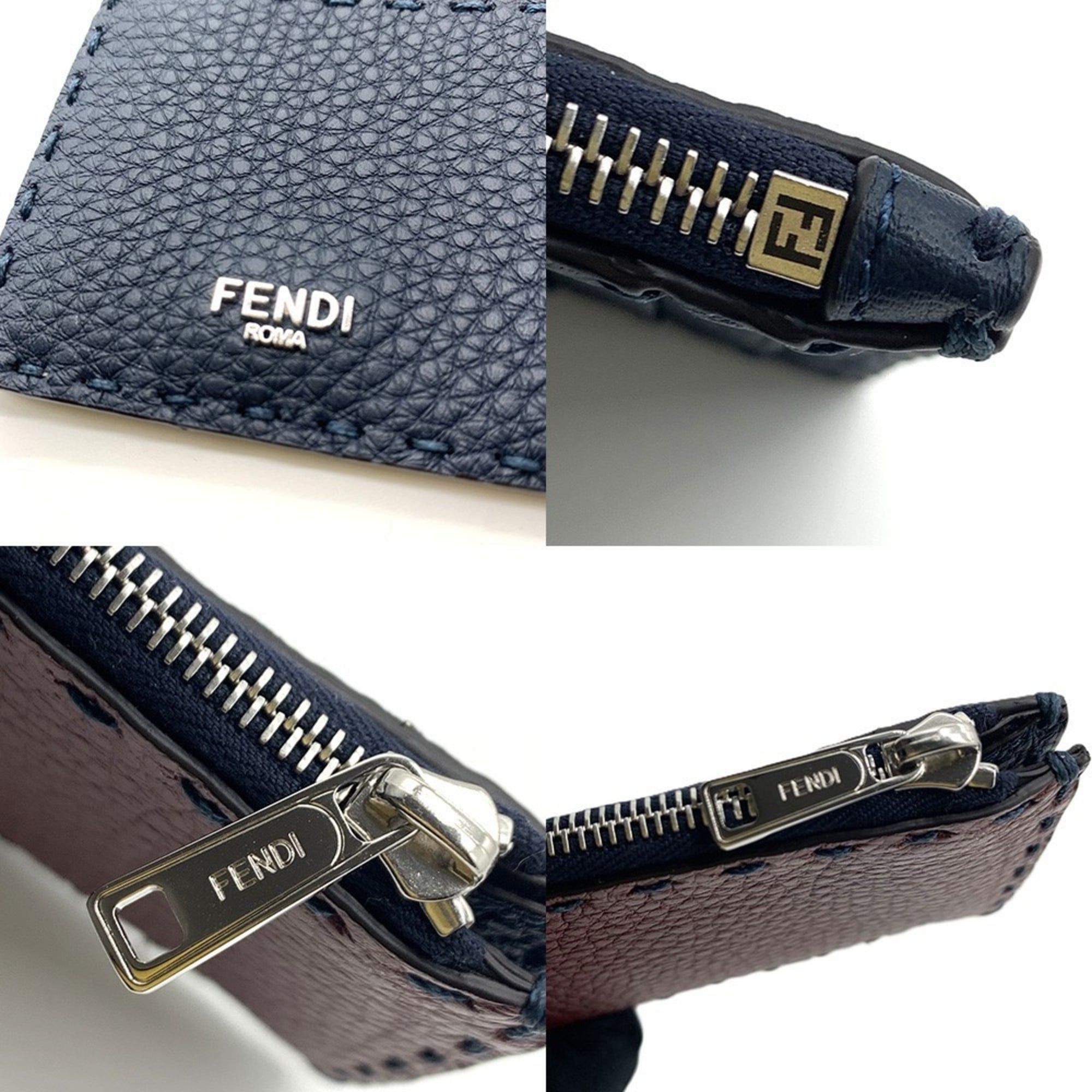 Fendi Fendi Selleria Card Case Fragment Dark Blue & Red FENDI Size ONE SIZE - 4 Thumbnail