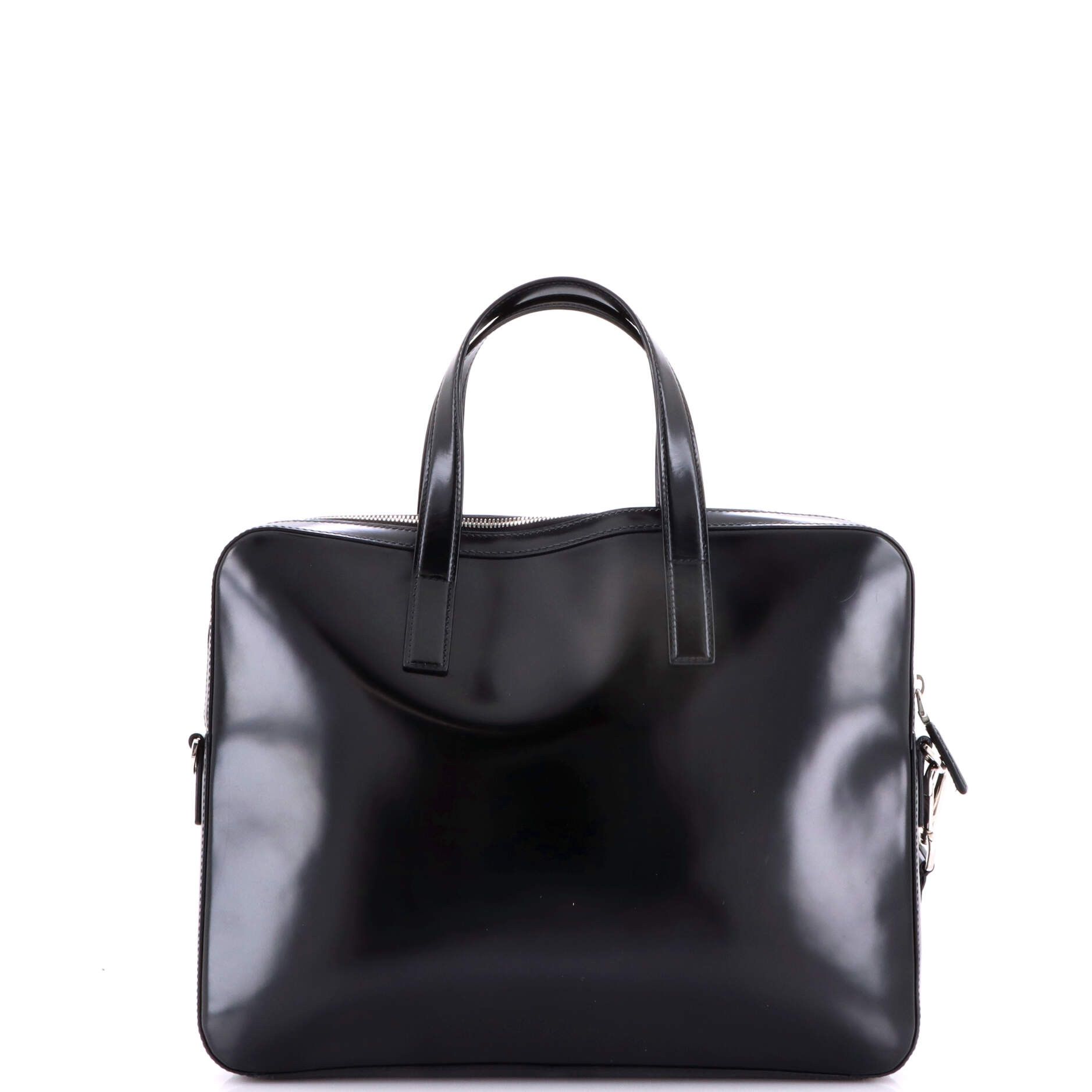 Prada Convertible Zip Around Briefcase Brushed Leather Medium Size ONE SIZE - 2 Thumbnail