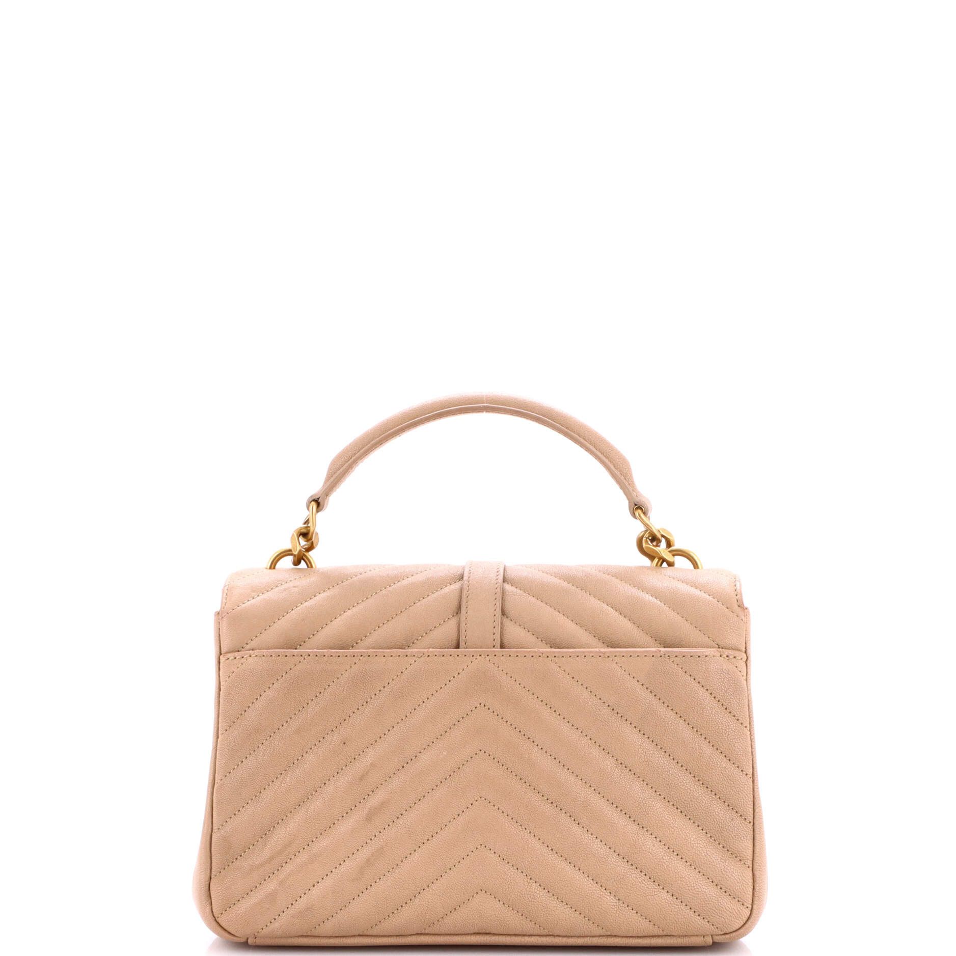 Saint Laurent Paris Classic Monogram College Bag Matelasse Chevron Leather Medium Size ONE SIZE - 2 Thumbnail