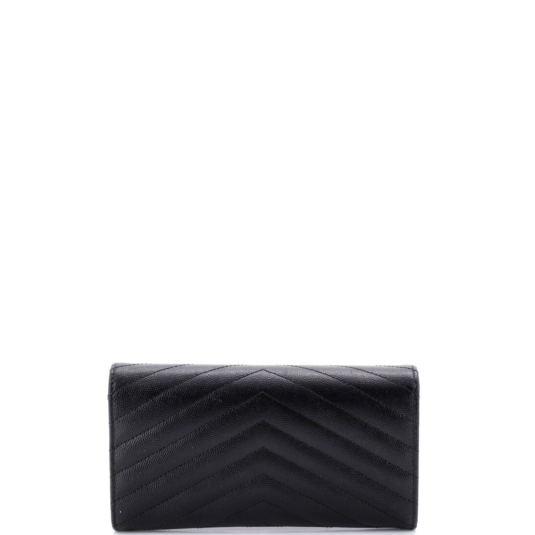 Saint Laurent Paris Classic Monogram Flap Wallet Matelasse Chevron Leather Large Size ONE SIZE - 2 Thumbnail