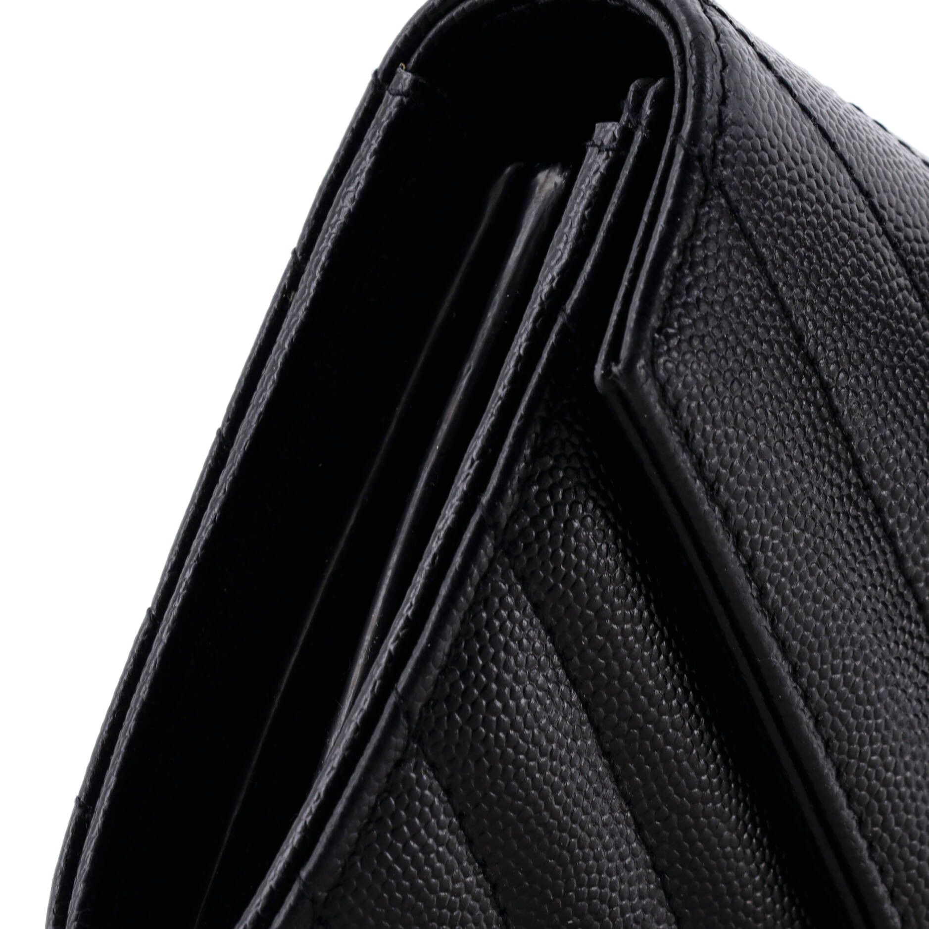 Saint Laurent Paris Classic Monogram Flap Wallet Matelasse Chevron Leather Large Size ONE SIZE - 5 Thumbnail