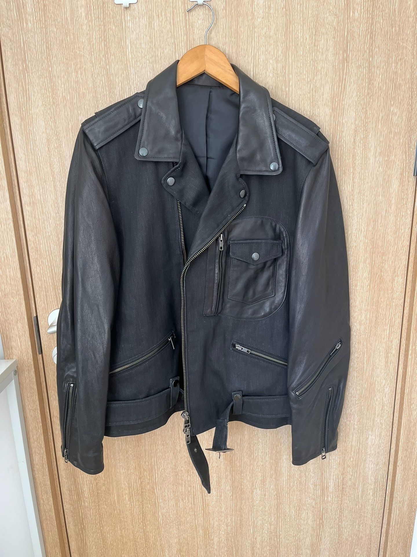 Vintage Vintage J24 Sheepskin Denim Leather Jacket Size US M / EU 48-50 / 2 - 2 Thumbnail