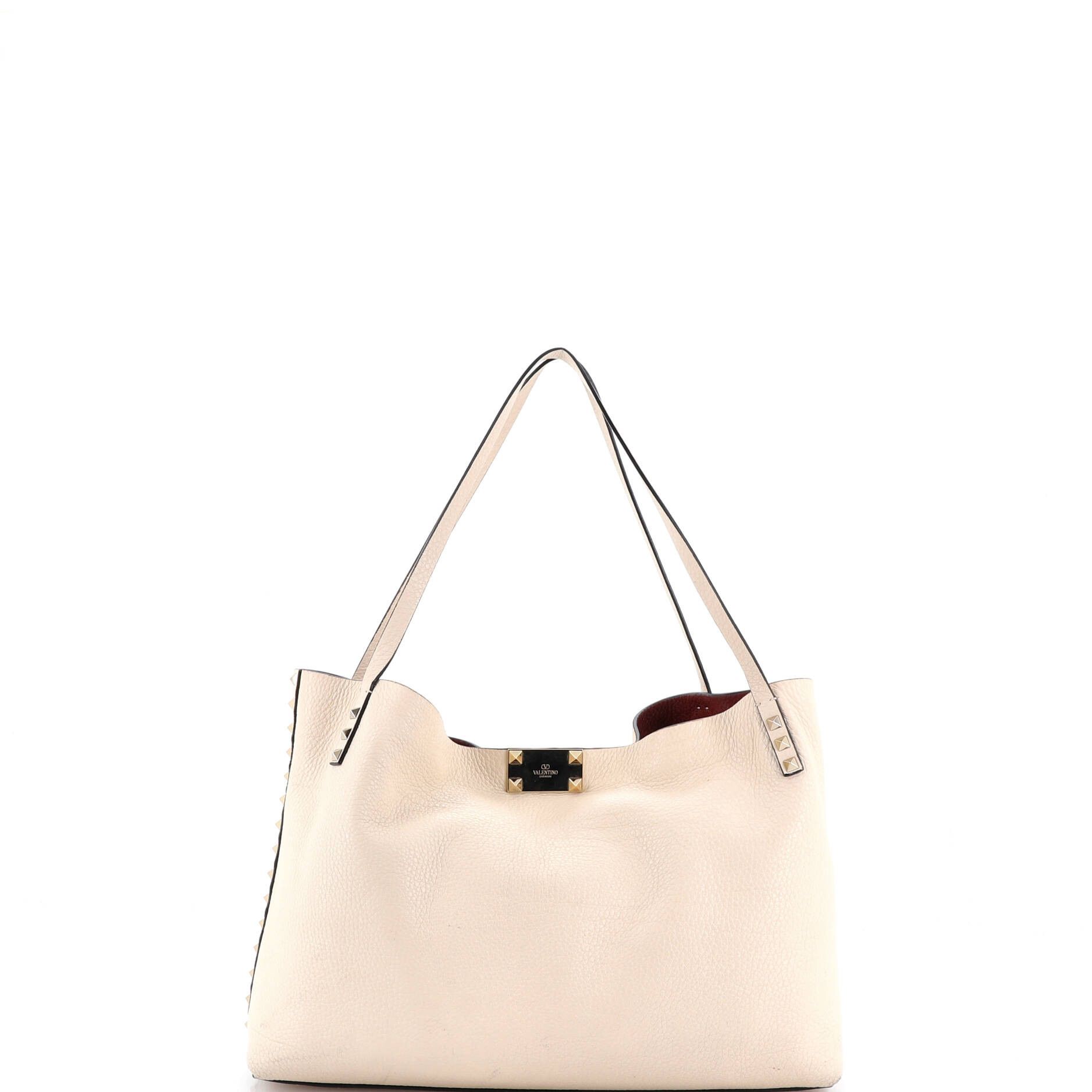 Valentino Rockstud Convertible Flip Lock Tote Leather Medium Size ONE SIZE - 3 Thumbnail