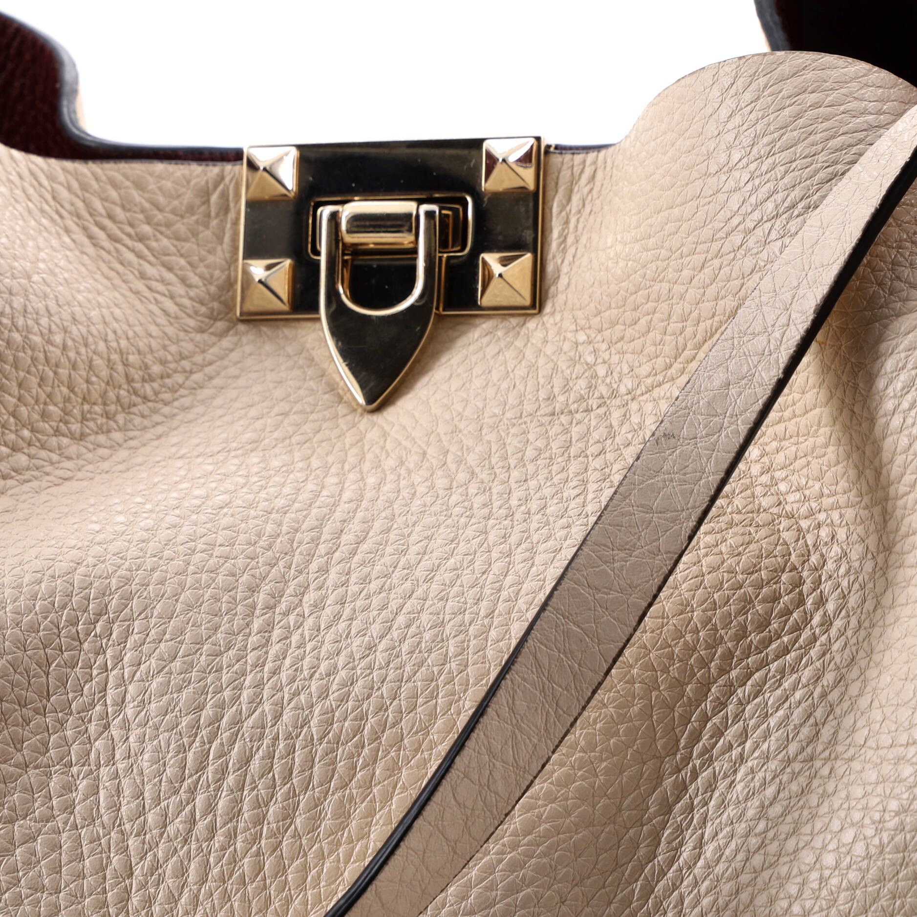Valentino Rockstud Convertible Flip Lock Tote Leather Medium Size ONE SIZE - 7 Thumbnail